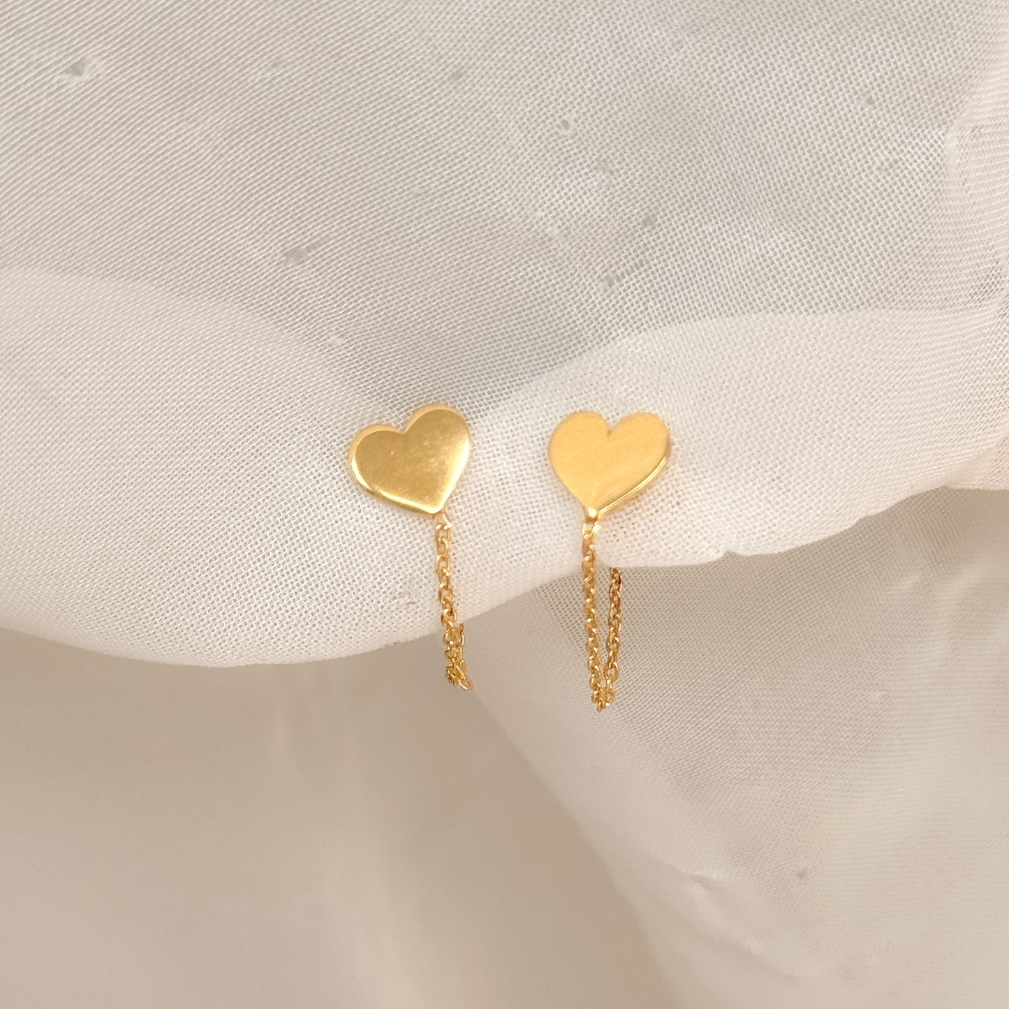 Coppia orecchini a lobo barretta - cuore - stella o cerchio e catenella avvolgi lobo oro giallo - Lumiere Bijoux