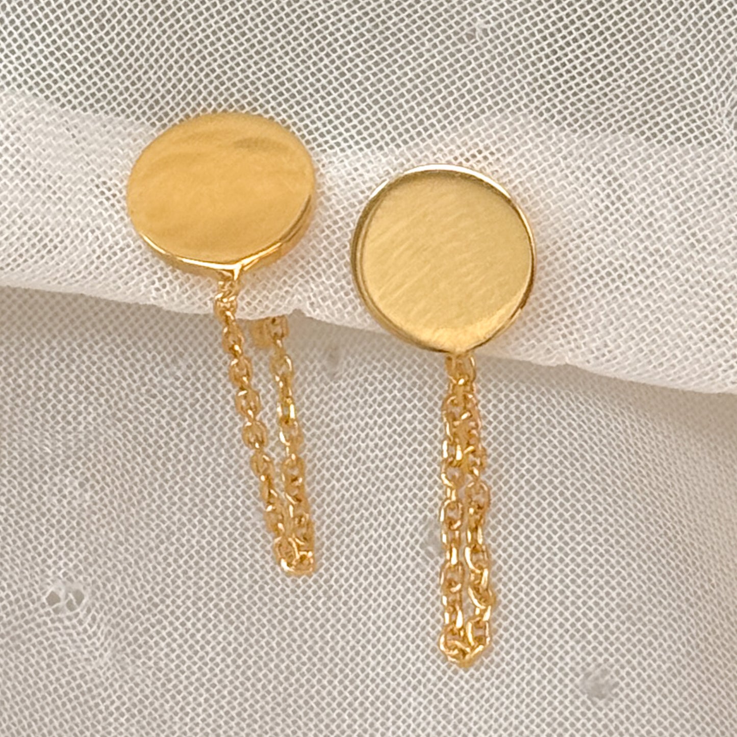 Coppia orecchini a lobo barretta - cuore - stella o cerchio e catenella avvolgi lobo oro giallo - Lumiere Bijoux