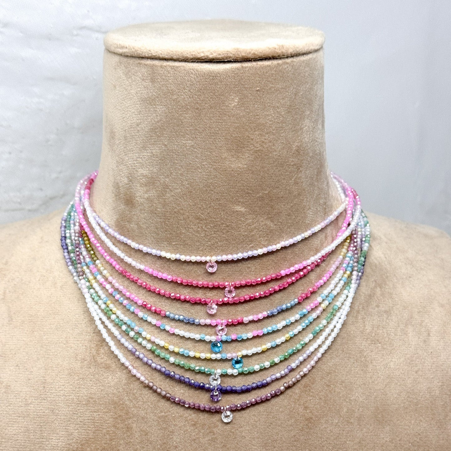 Collane choker Cristalli Multicolore e zircone centrale - 35cm - Lumiere Bijoux
