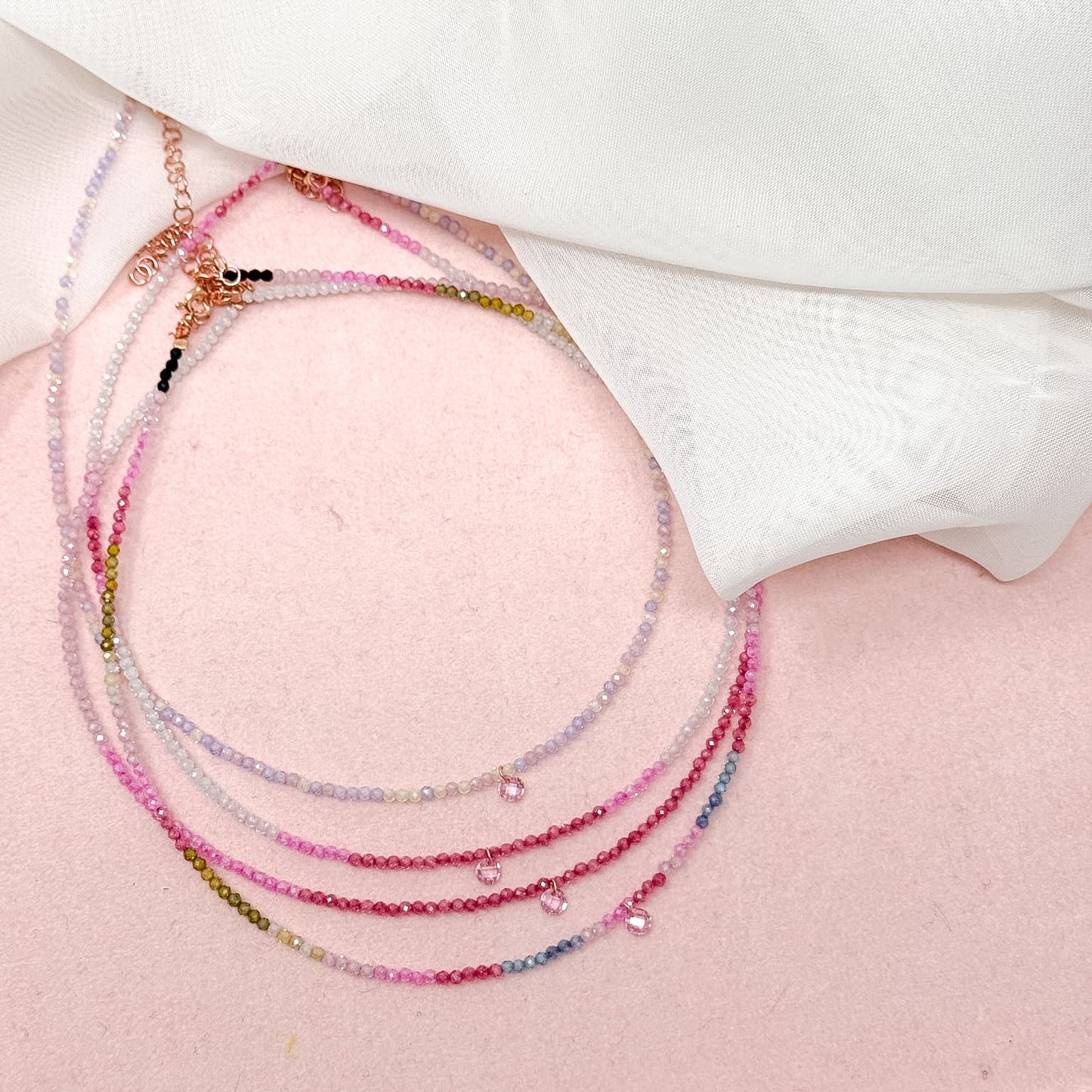 Collane choker Cristalli Multicolore e zircone centrale - 35cm - Lumiere Bijoux