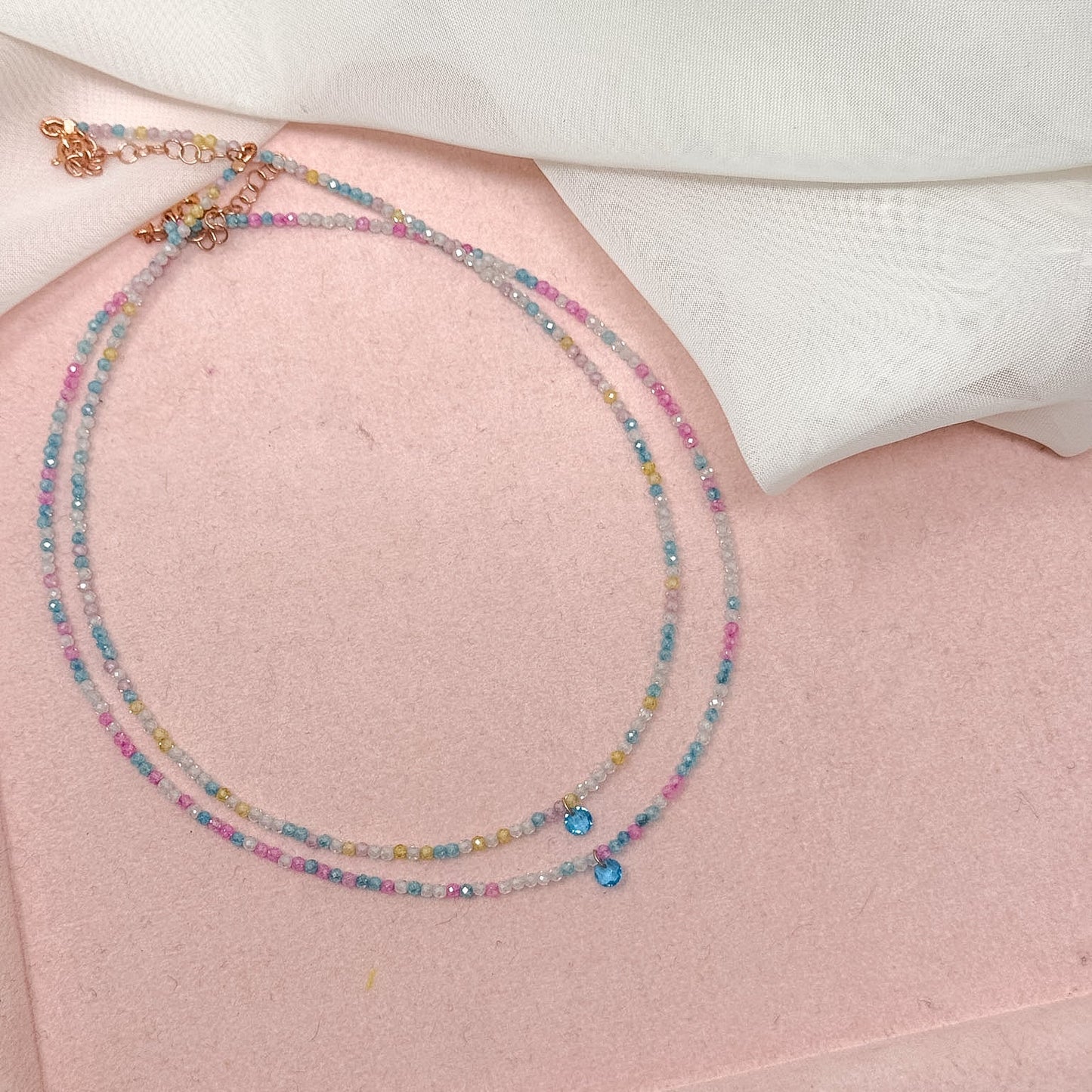 Collane choker Cristalli Multicolore e zircone centrale - 35cm - Lumiere Bijoux