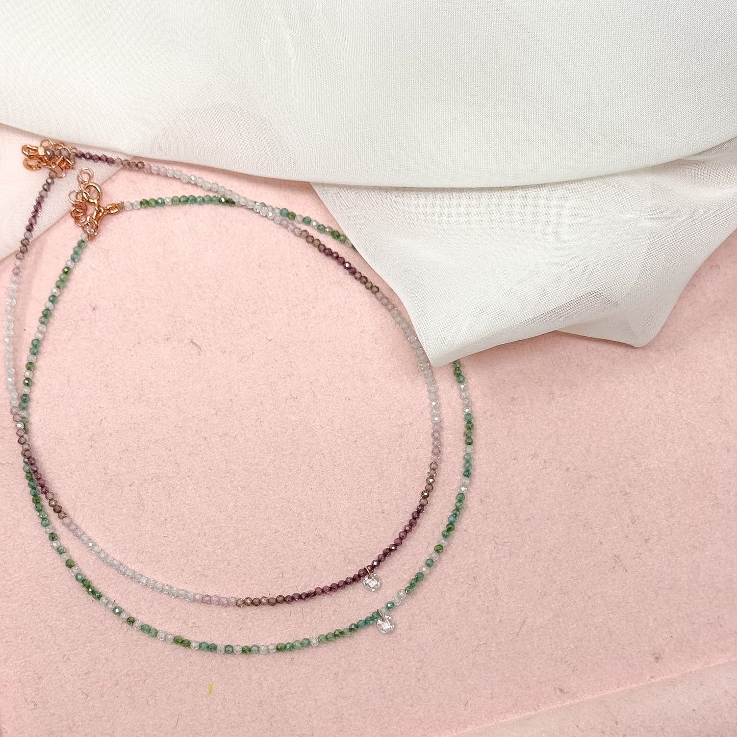 Collane choker Cristalli Multicolore e zircone centrale - 35cm - Lumiere Bijoux