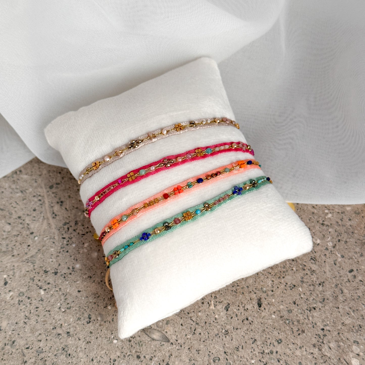 Bracciale Parigi FIESTA esclusivo in lurex e pietre semi preziose - 0.7cm regolabile - Lumiere Bijoux
