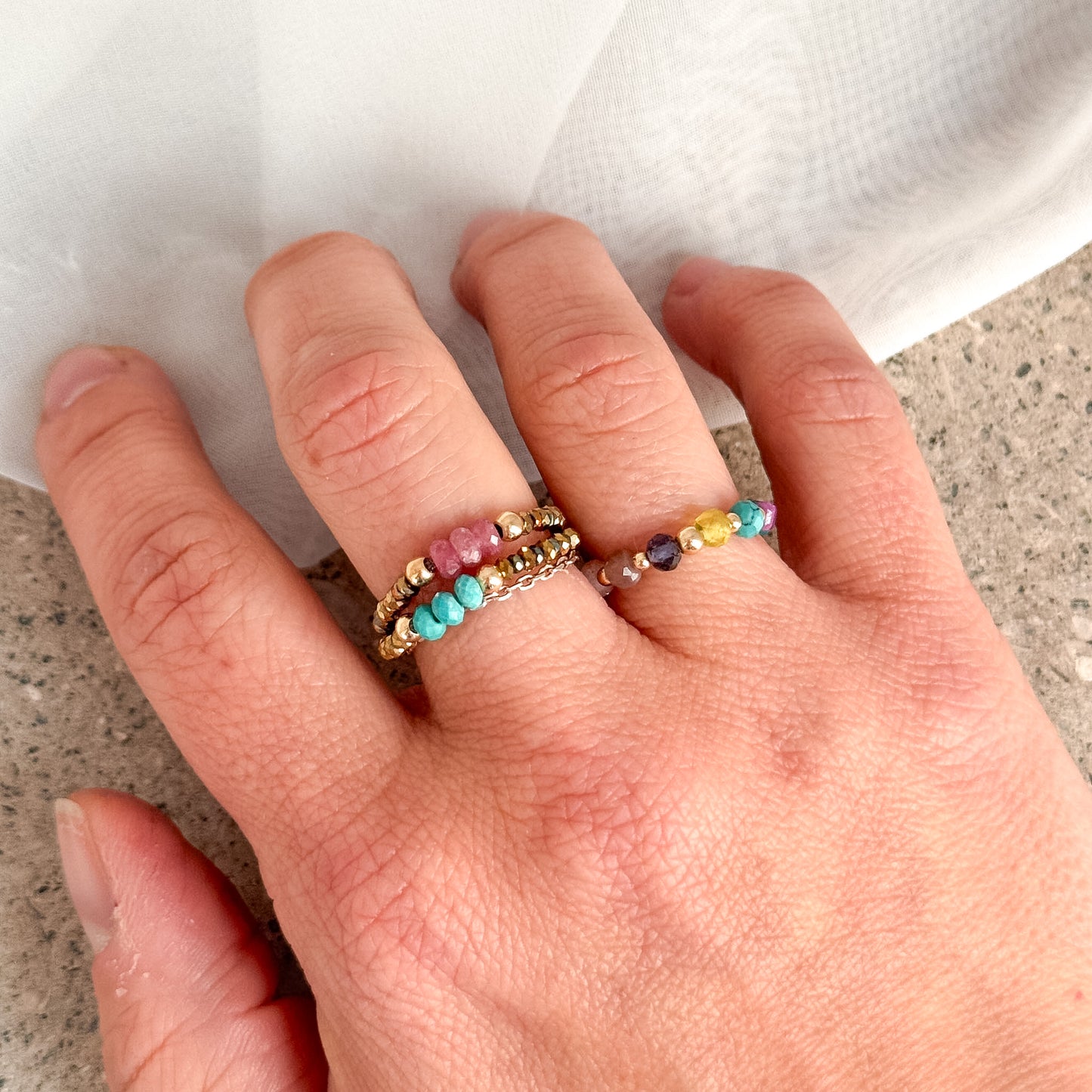 Anello elastico con pietre Miyuki - Spiritual - Lumiere Bijoux
