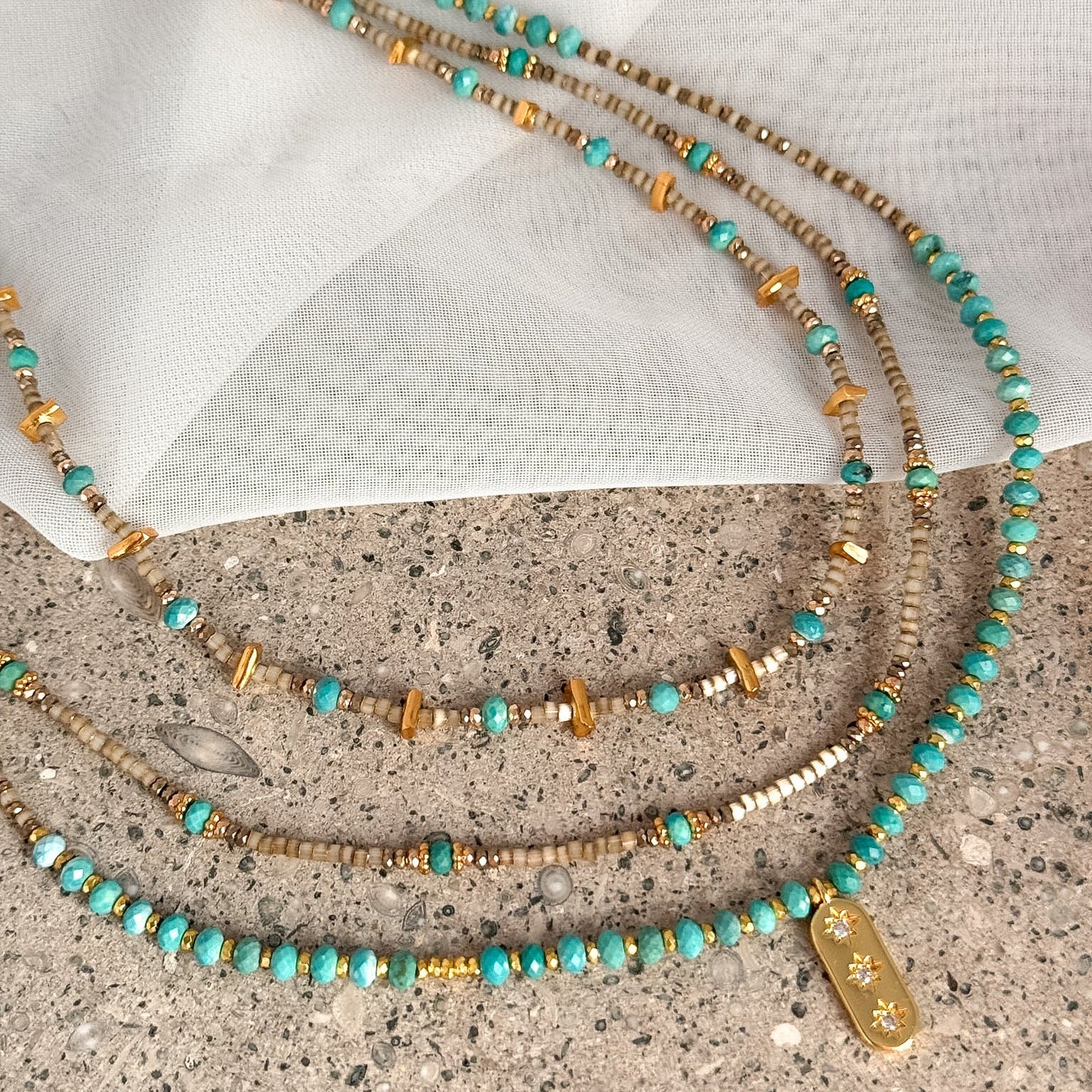 Collana Teresia con turchese e pietre Miyuki - Spiritual - Lumiere Bijoux