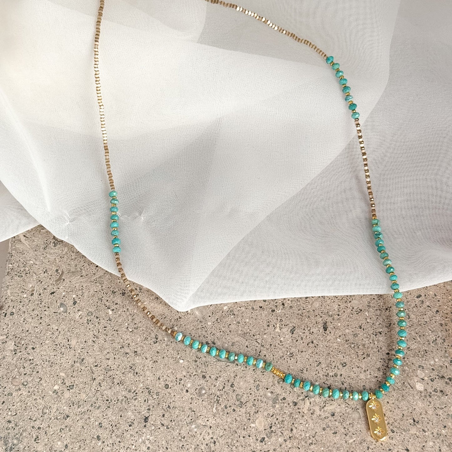 Collana Stelle zirconi con turchese e pietre Miyuki - Spiritual - Lumiere Bijoux
