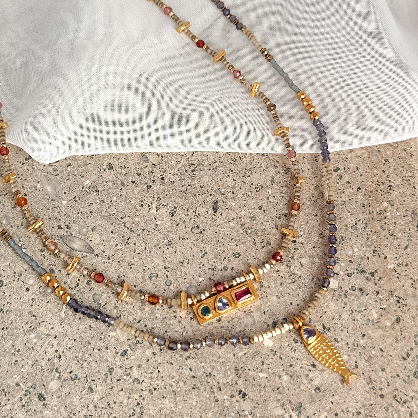 Collana Bruna con tanzanite e pietre Miyuki - Spiritual - Lumiere Bijoux