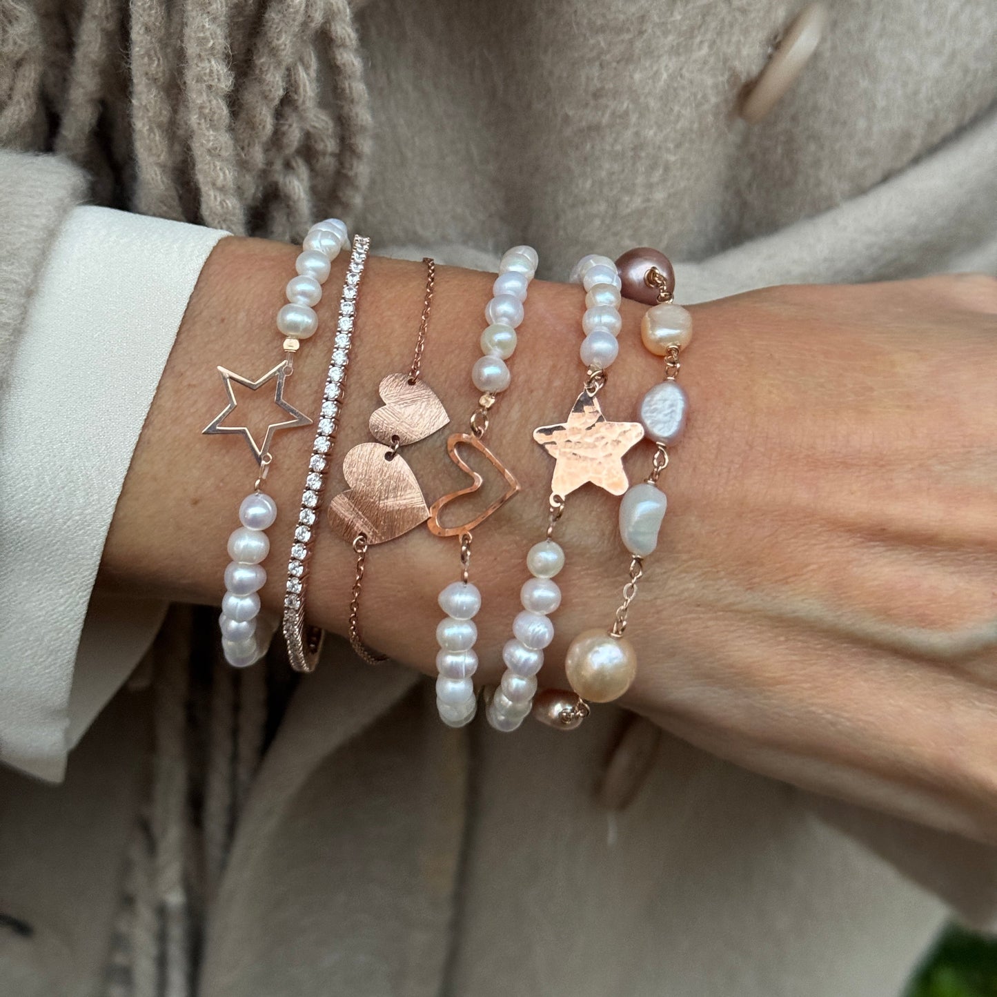 Bracciale perle di burro con perle rosa e lilla - Lumiere Bijoux