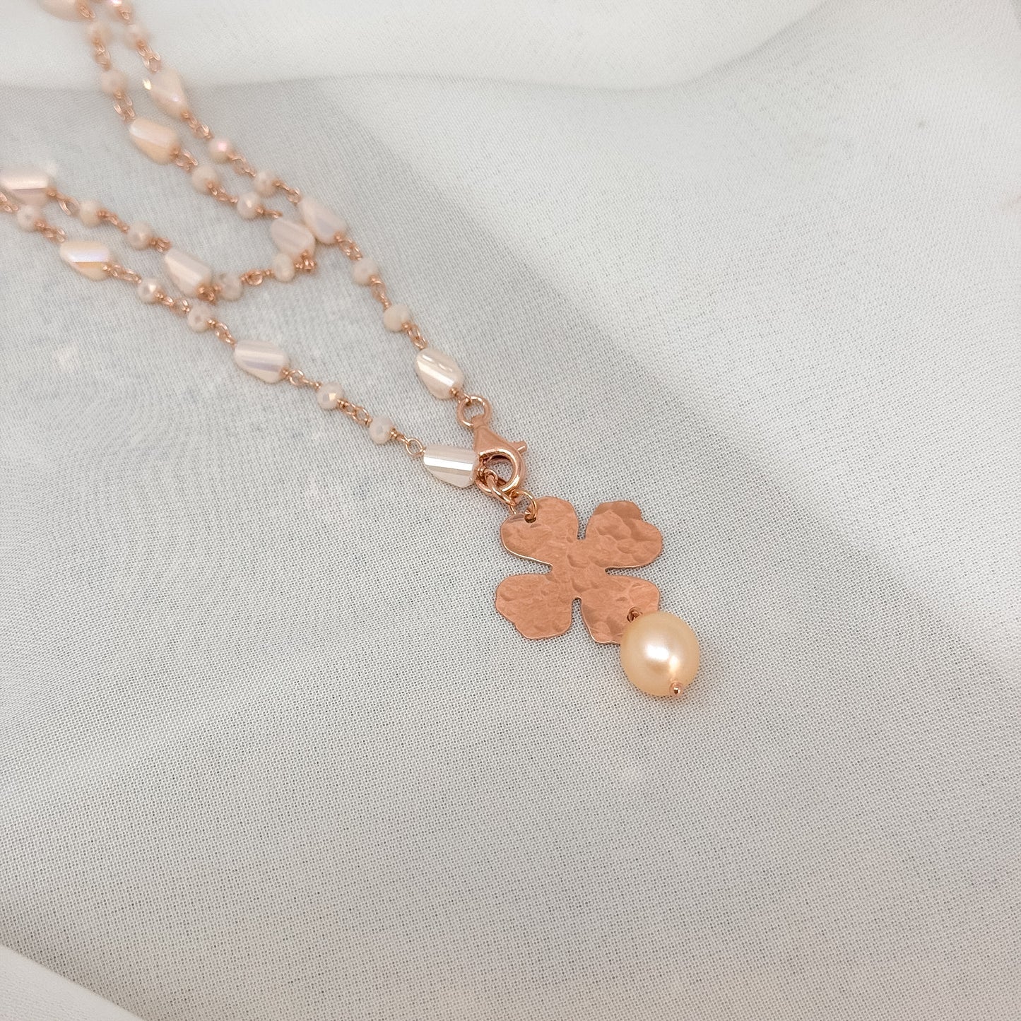 Collana magica lunga trasformabile cm 75 argento con cristalli e cuore di nini e quadrifolio - Lumiere Bijoux