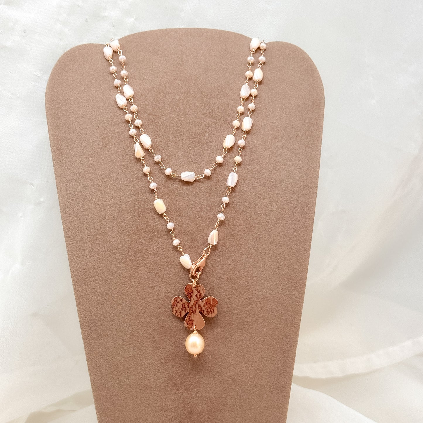 Collana magica lunga trasformabile cm 75 argento con cristalli e cuore di nini e quadrifolio - Lumiere Bijoux