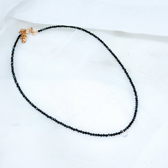 Collana choker 35 cm argento rosé con micro cristalli e zircone pendente - Lumiere Bijoux