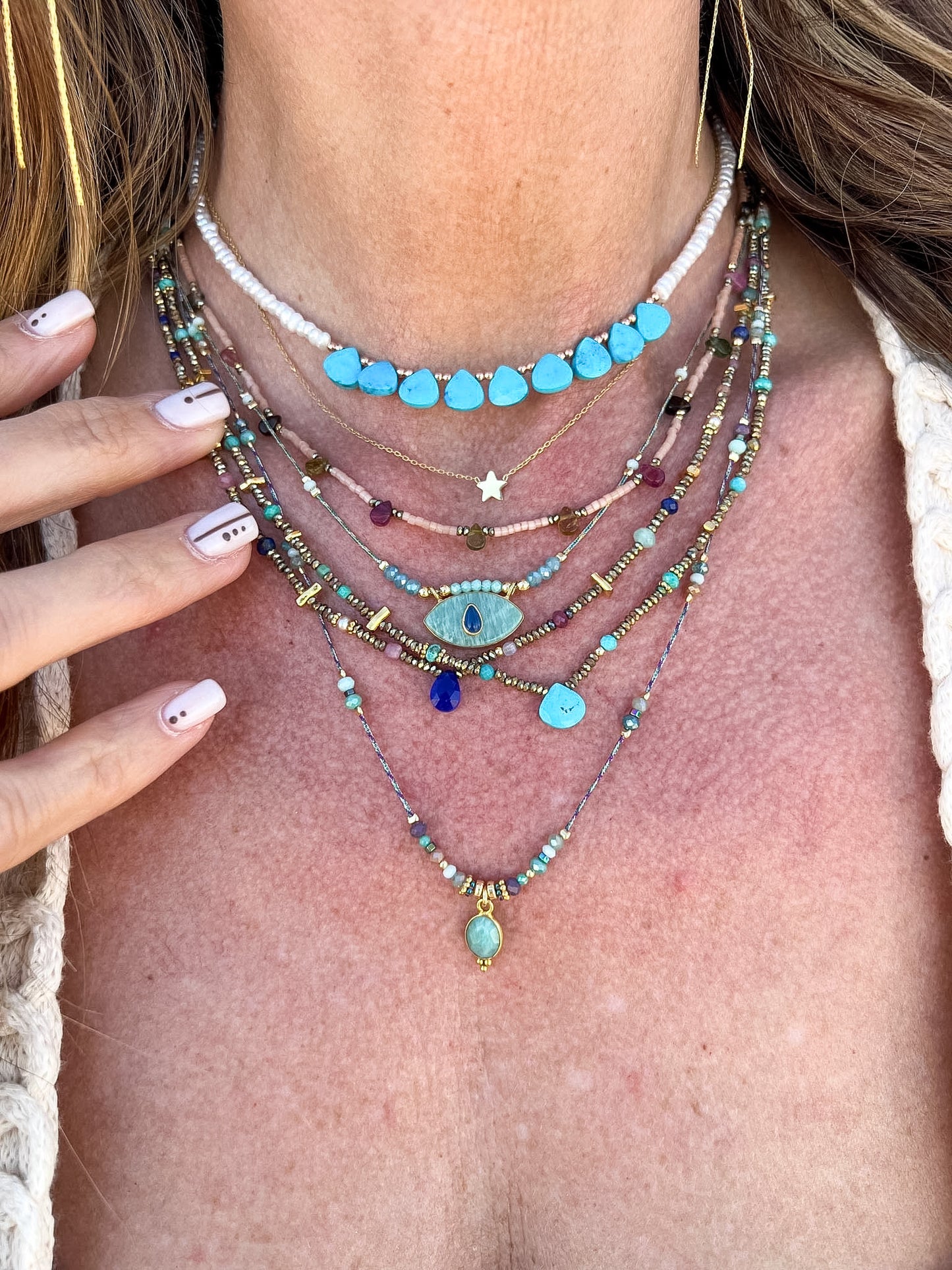 Collana catena grumette fine con stella in linea in argento 925 dorato - Lumiere Bijoux