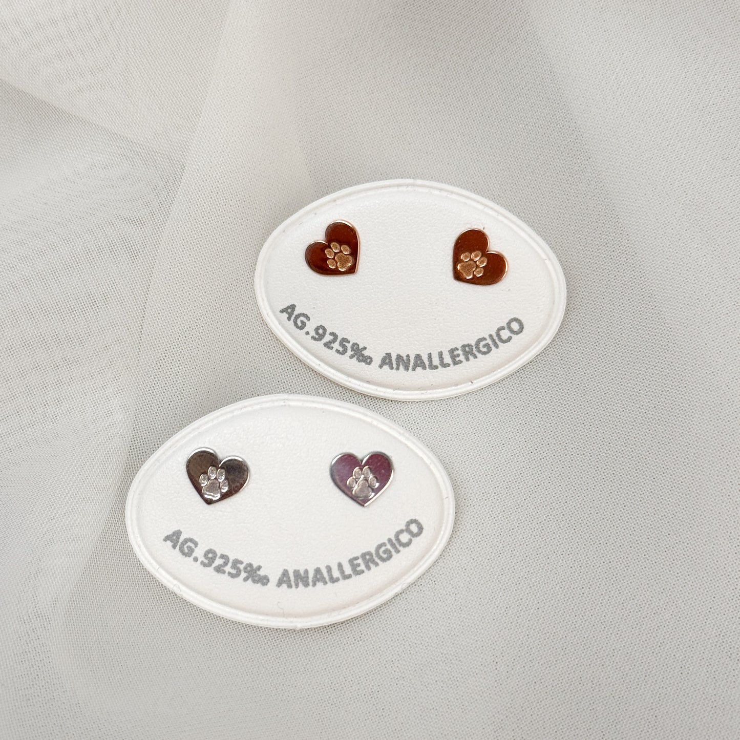 Coppia orecchini lobo cuore zampetta - Lumiere Bijoux