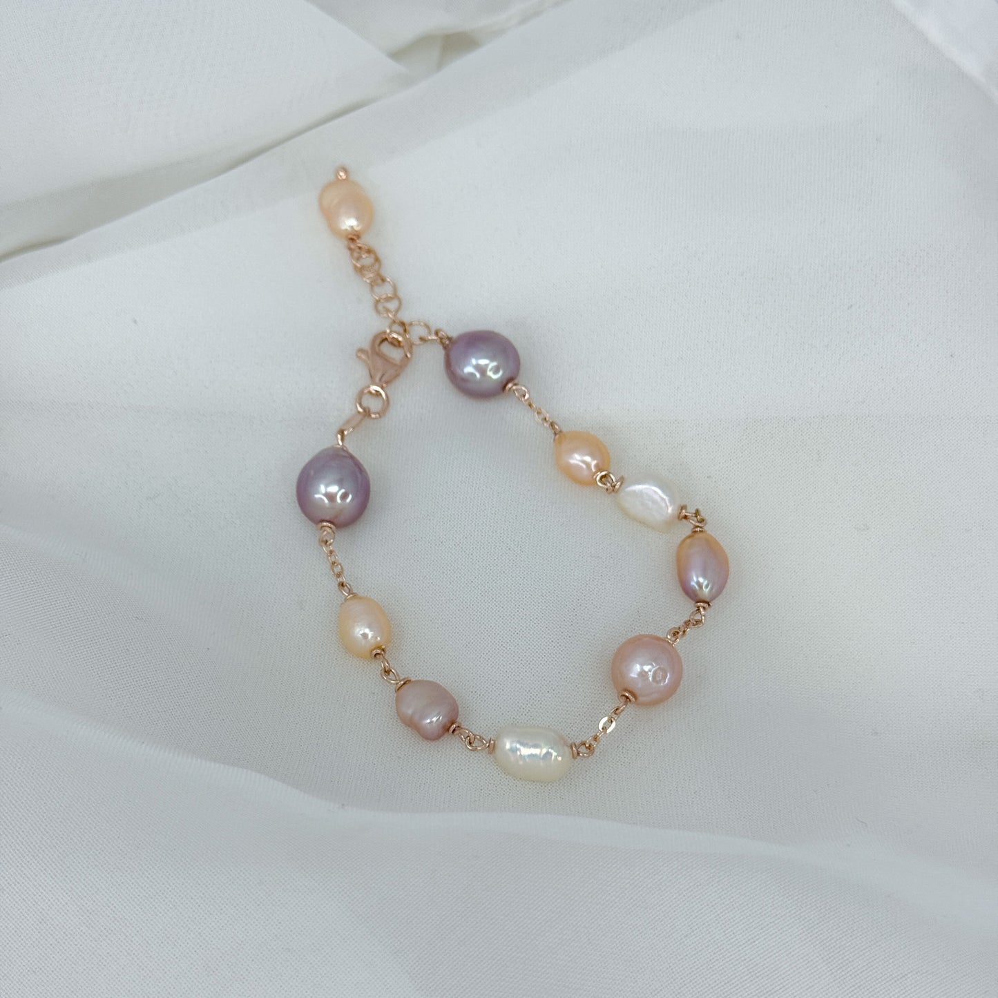 Bracciale perle di burro con perle rosa e lilla - Lumiere Bijoux