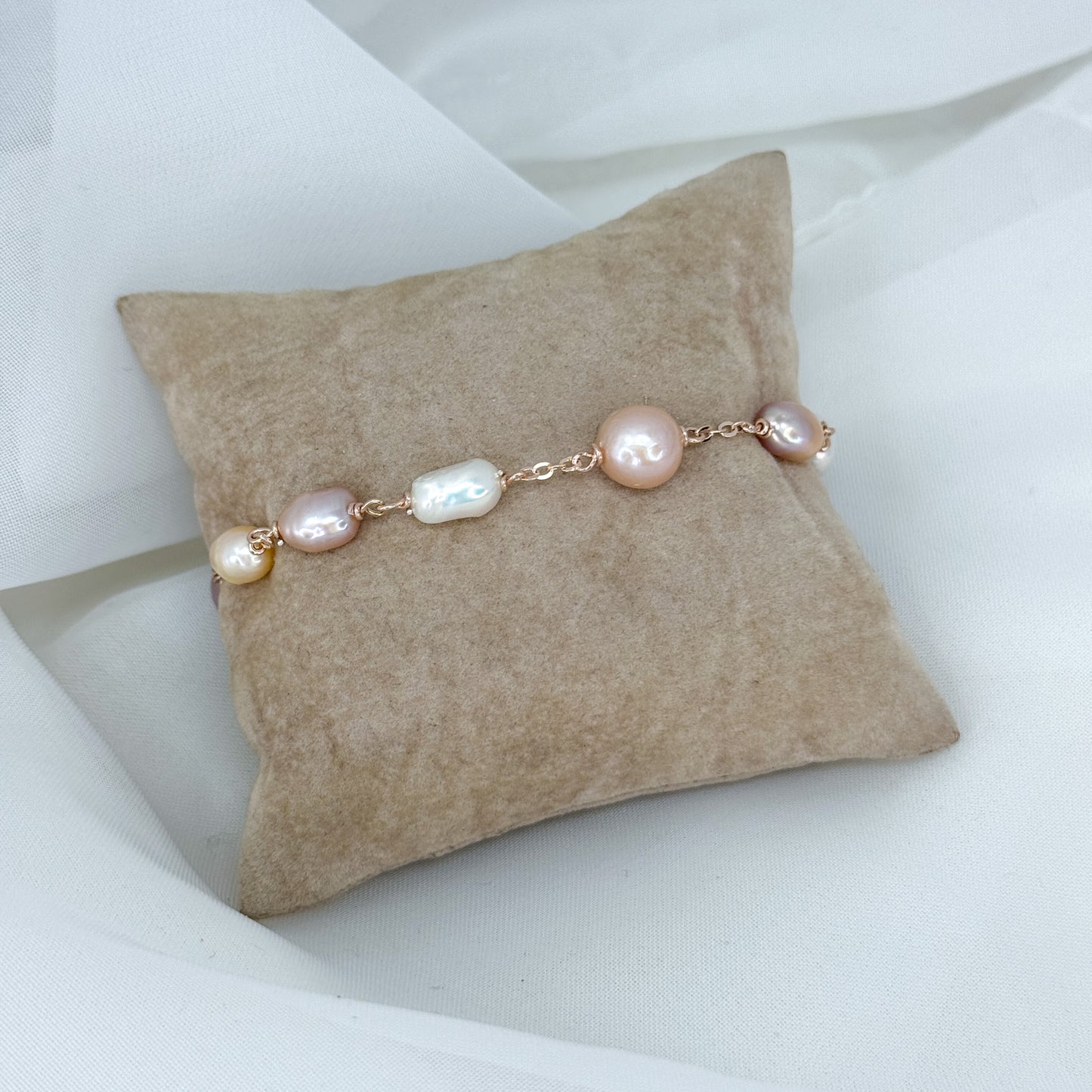 Bracciale perle di burro con perle rosa e lilla - Lumiere Bijoux