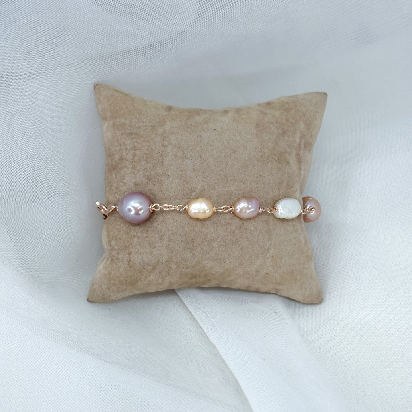 Bracciale perle di burro con perle rosa e lilla - Lumiere Bijoux