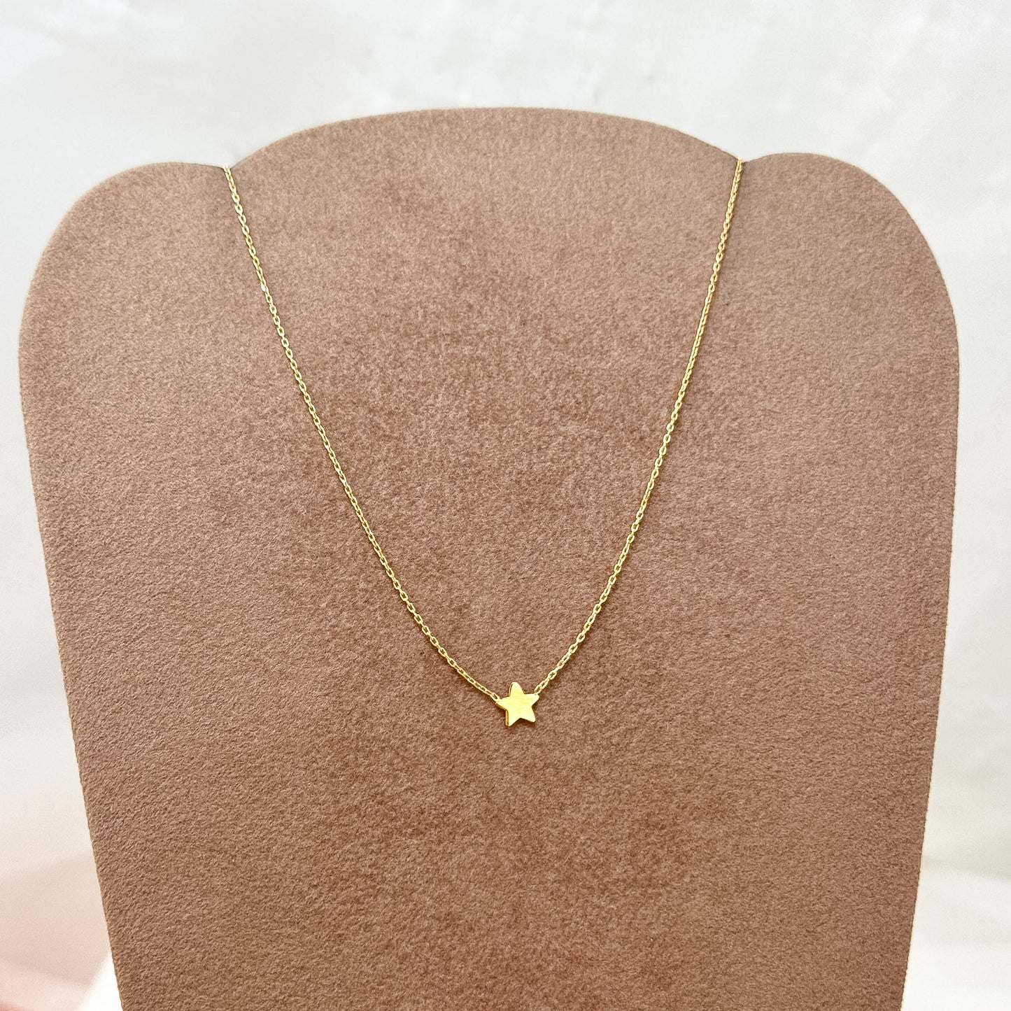 Collana catena grumette fine con stella in linea in argento 925 dorato - Lumiere Bijoux