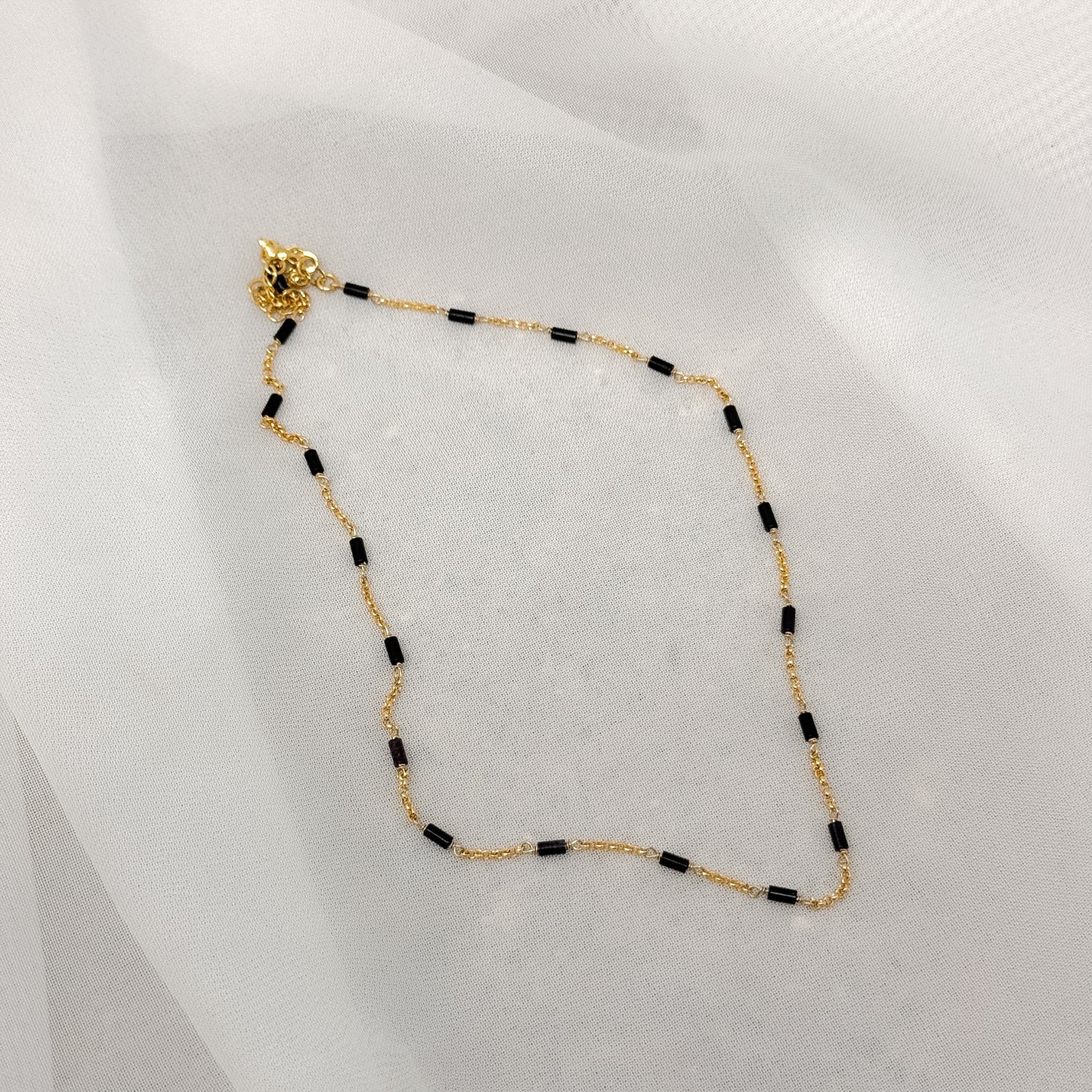 Collana catena rolò con tubetti neri in argento oro - Lumiere Bijoux