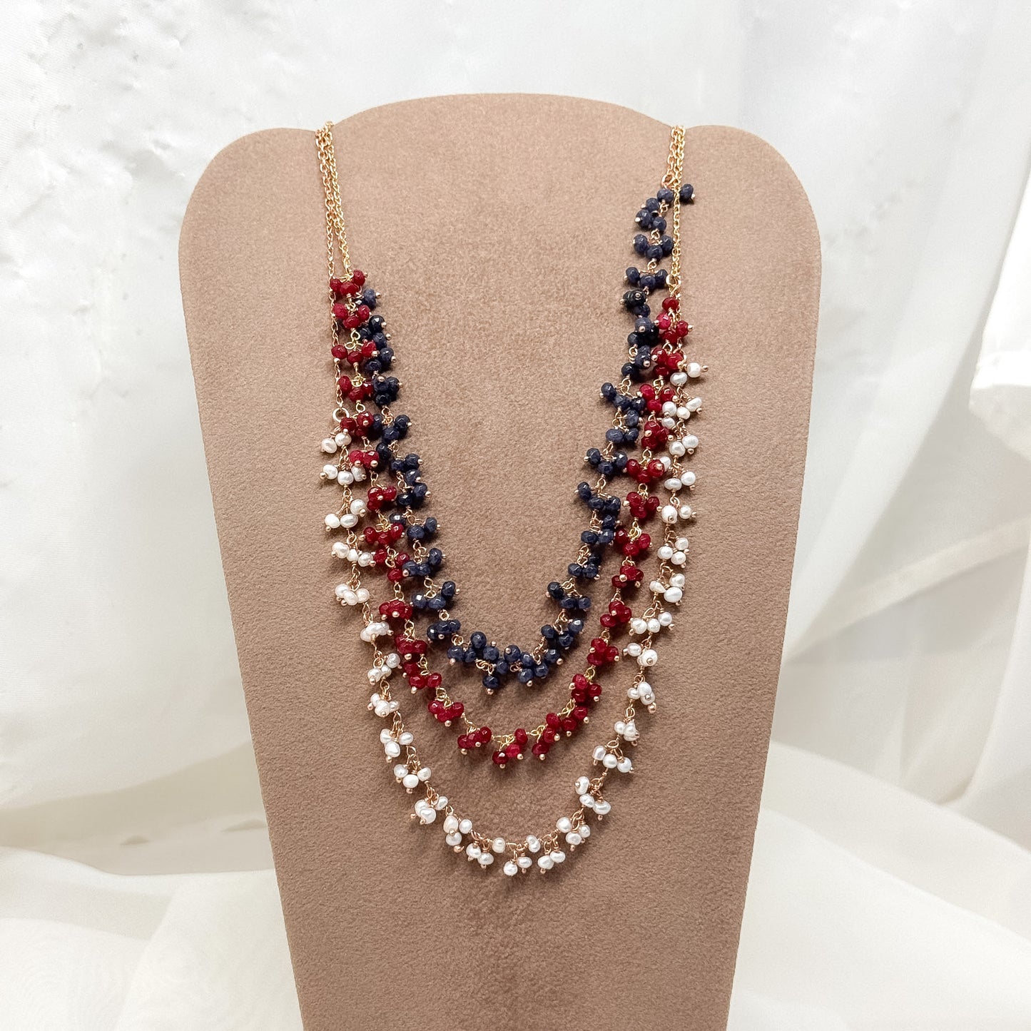 Collana grappolini pietre naturali o perle - Lumiere Bijoux