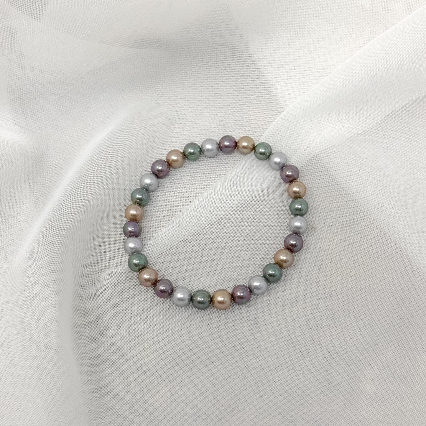 Bracciale elastico perle naturali grigie o rosa e lilla - Lumiere Bijoux