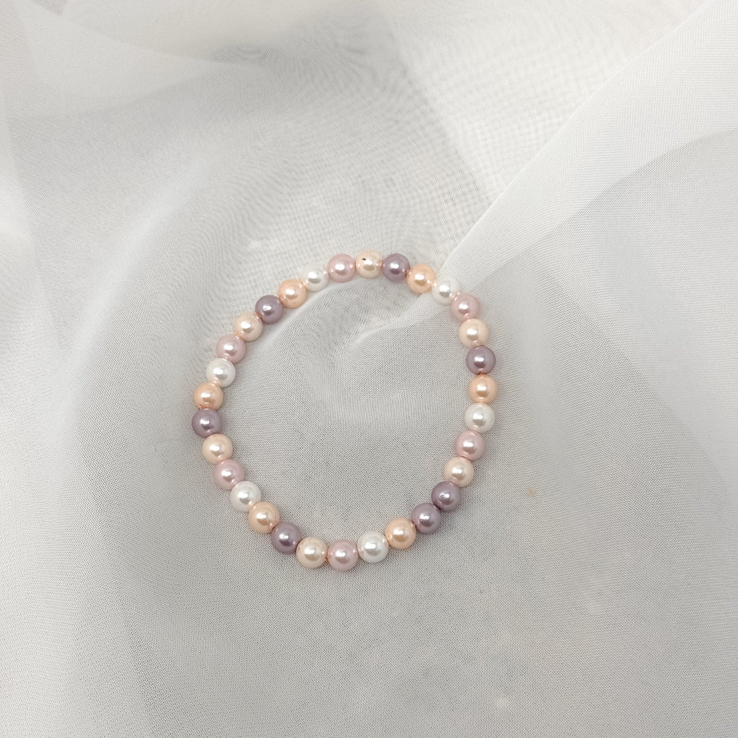 Bracciale elastico perle naturali grigie o rosa e lilla - Lumiere Bijoux