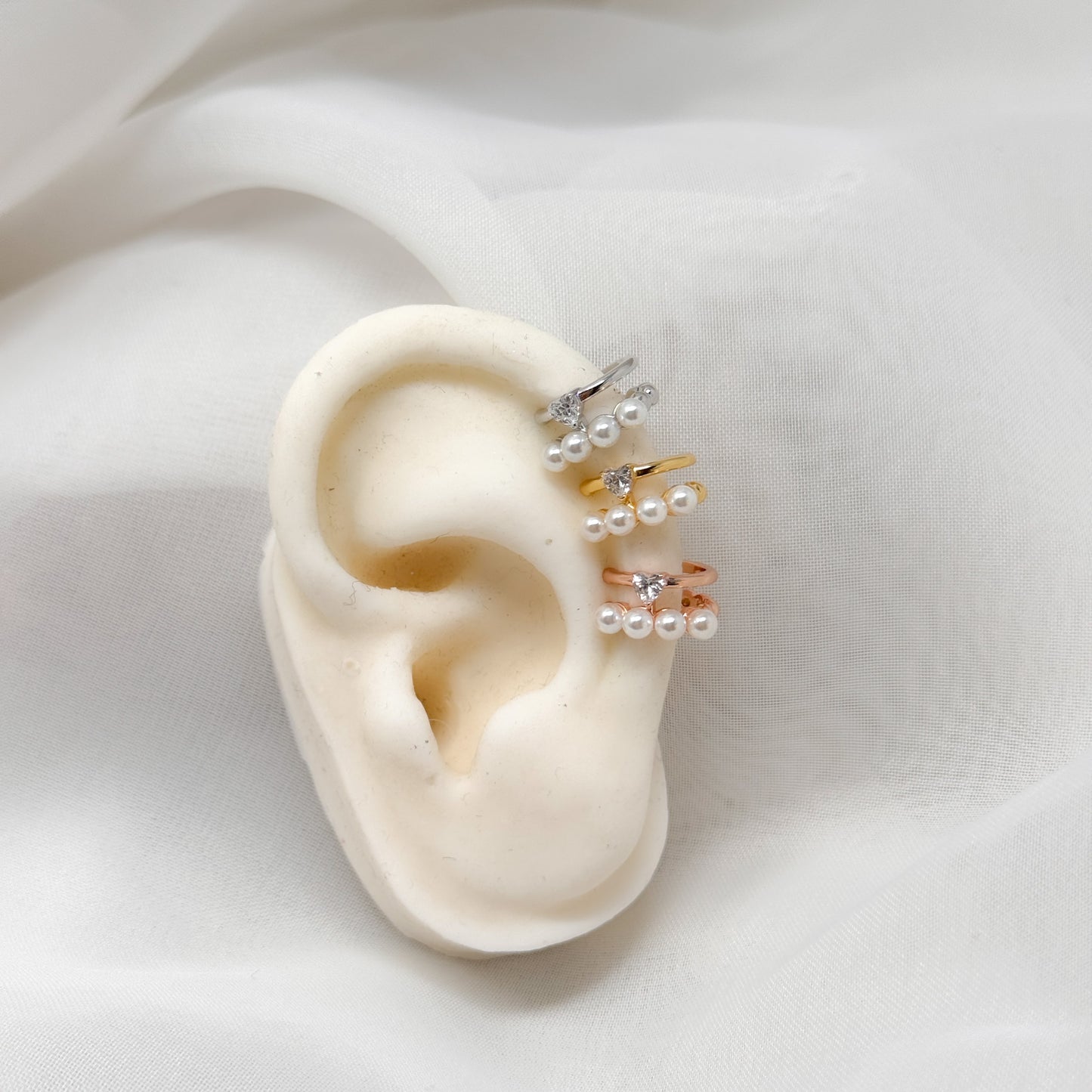 Earcuff perle e zircuore - Lumiere Bijoux