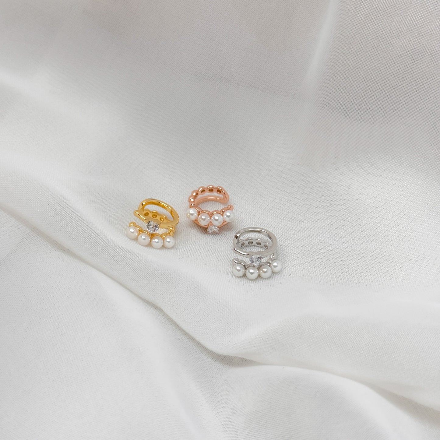 Earcuff perle e zircuore - Lumiere Bijoux