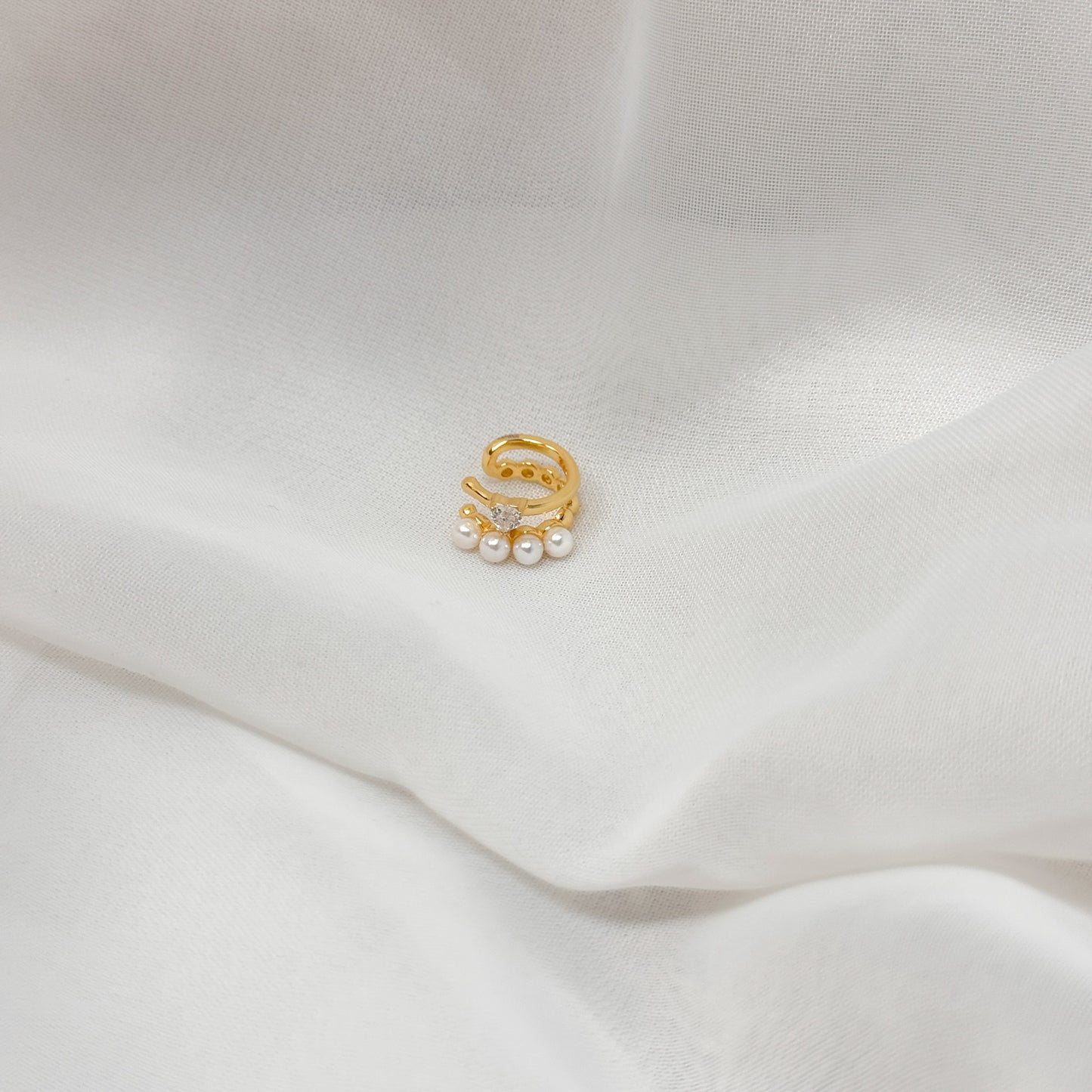 Earcuff perle e zircuore - Lumiere Bijoux
