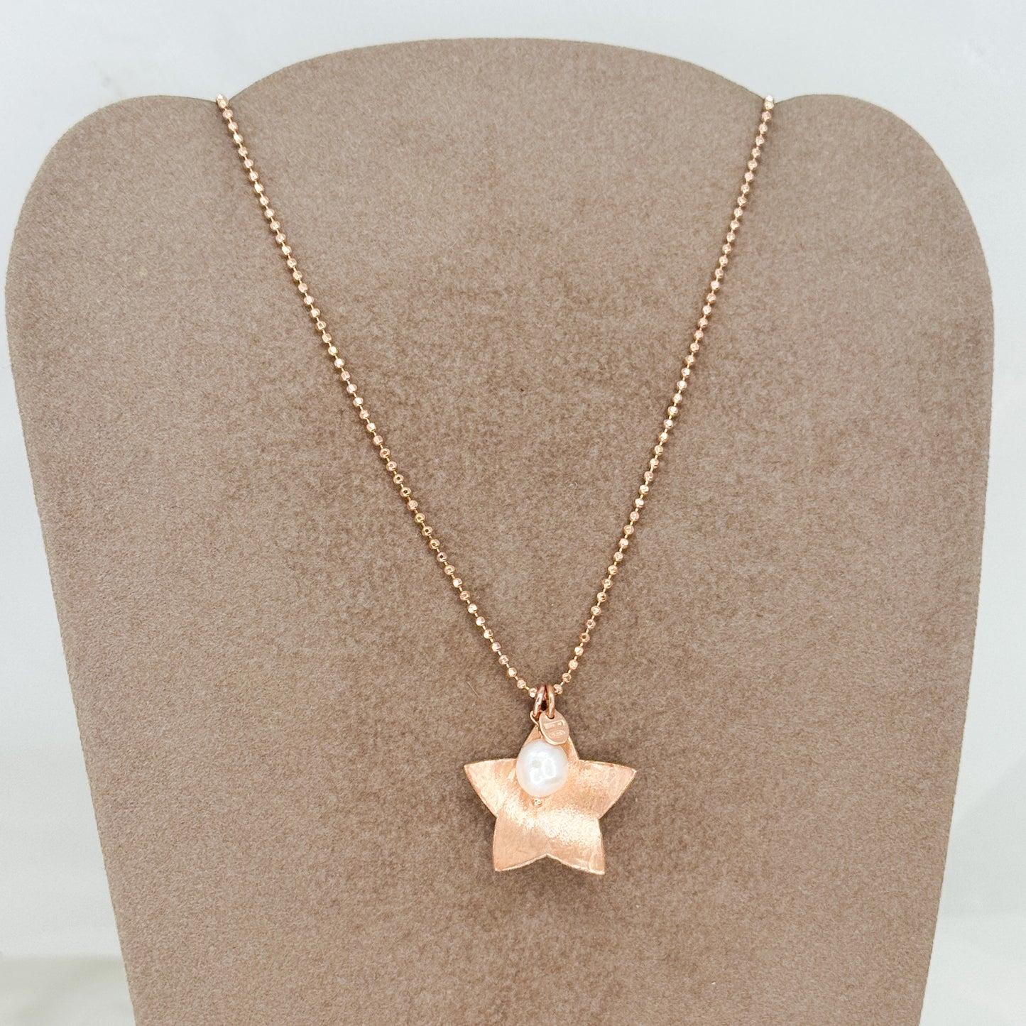 Collana cm 50 catena militare diamantata con stella o cuore scodella satinato e perla bianca - Lumiere Bijoux