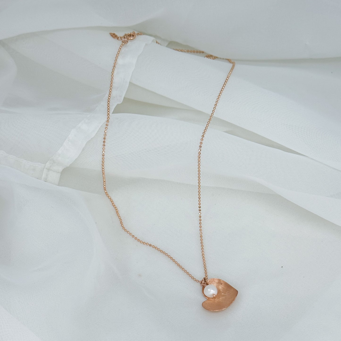 Collana cm 50 catena militare diamantata con stella o cuore scodella satinato e perla bianca - Lumiere Bijoux