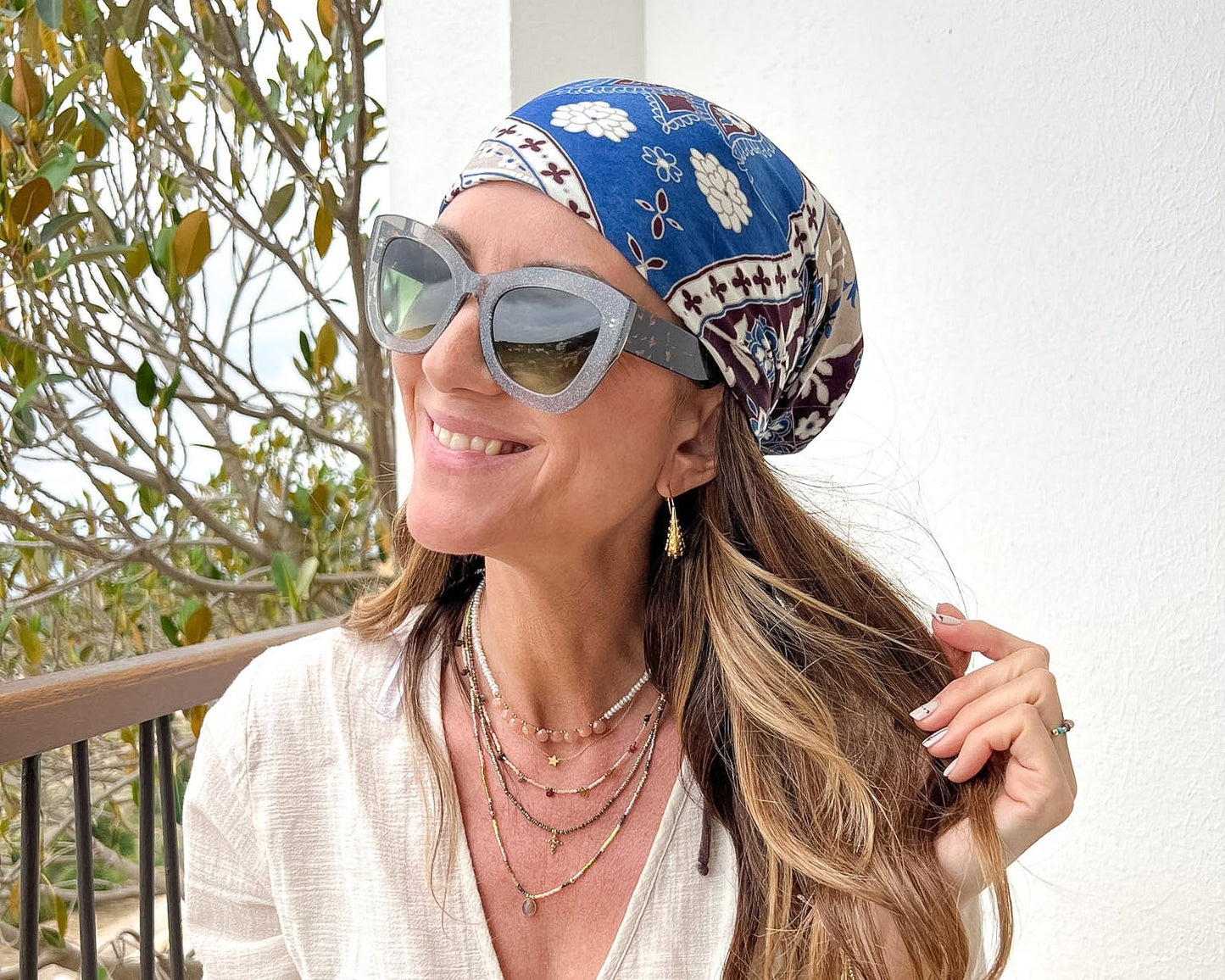 Foulard 100% seta - Bandana Blu - Lumiere Bijoux
