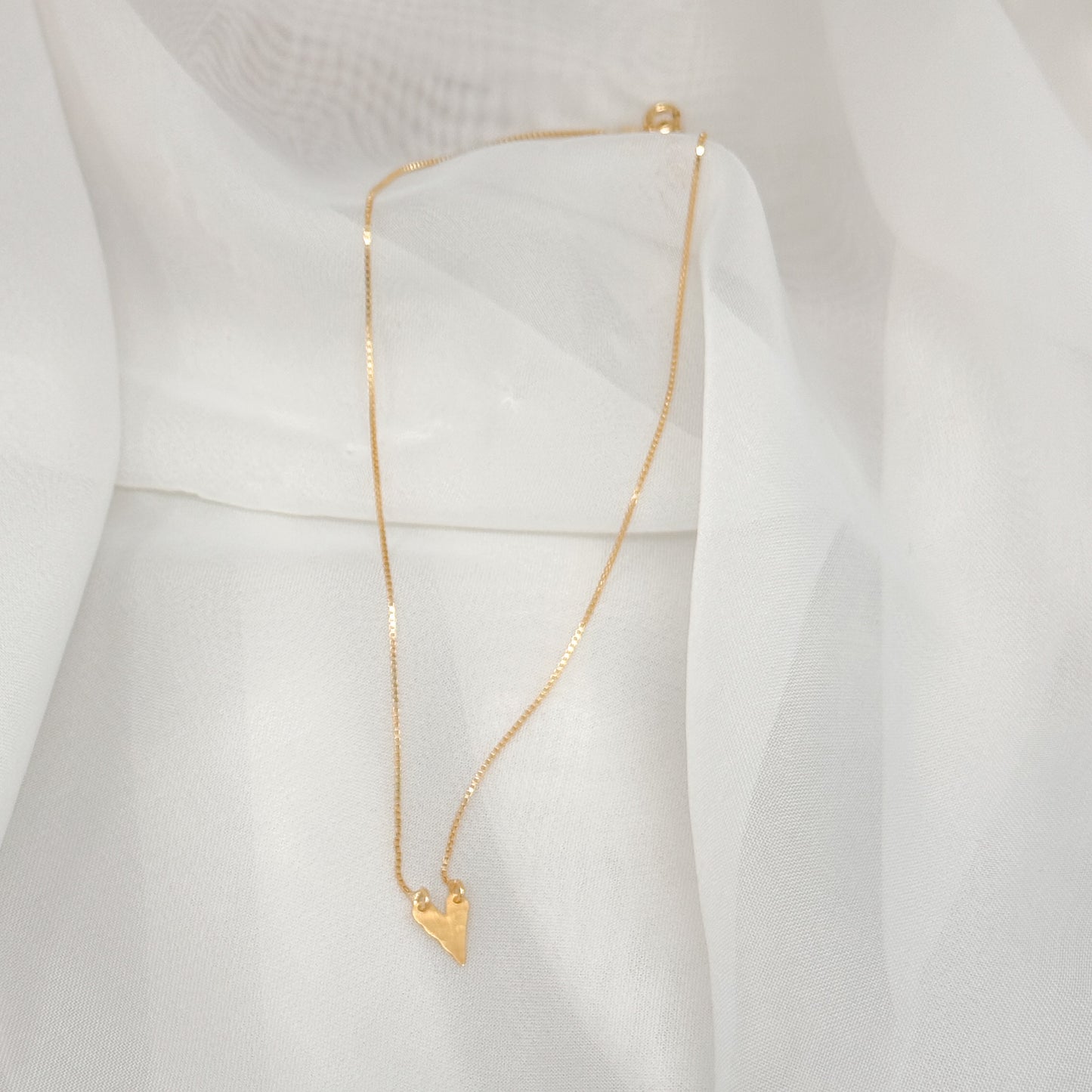 Collana catena veneziana cm 37 cuore Abbraccio da 1 cm in linea - Lumiere Bijoux