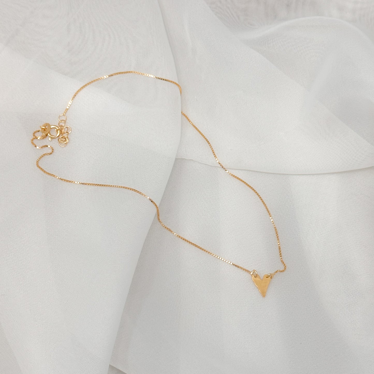 Collana catena veneziana cm 37 cuore Abbraccio da 1 cm in linea - Lumiere Bijoux