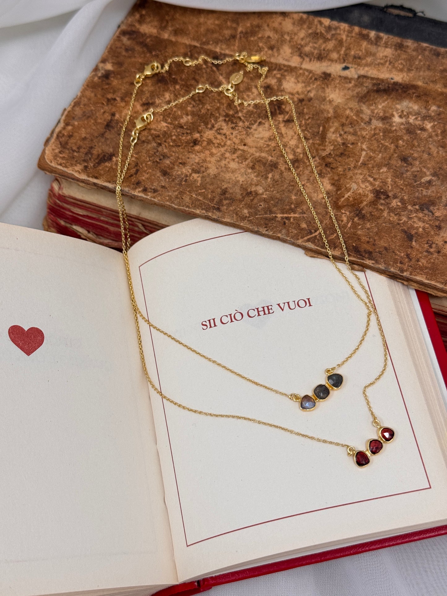 Collana Jumbo cm 40 con granato o labradorite - Lumiere Bijoux