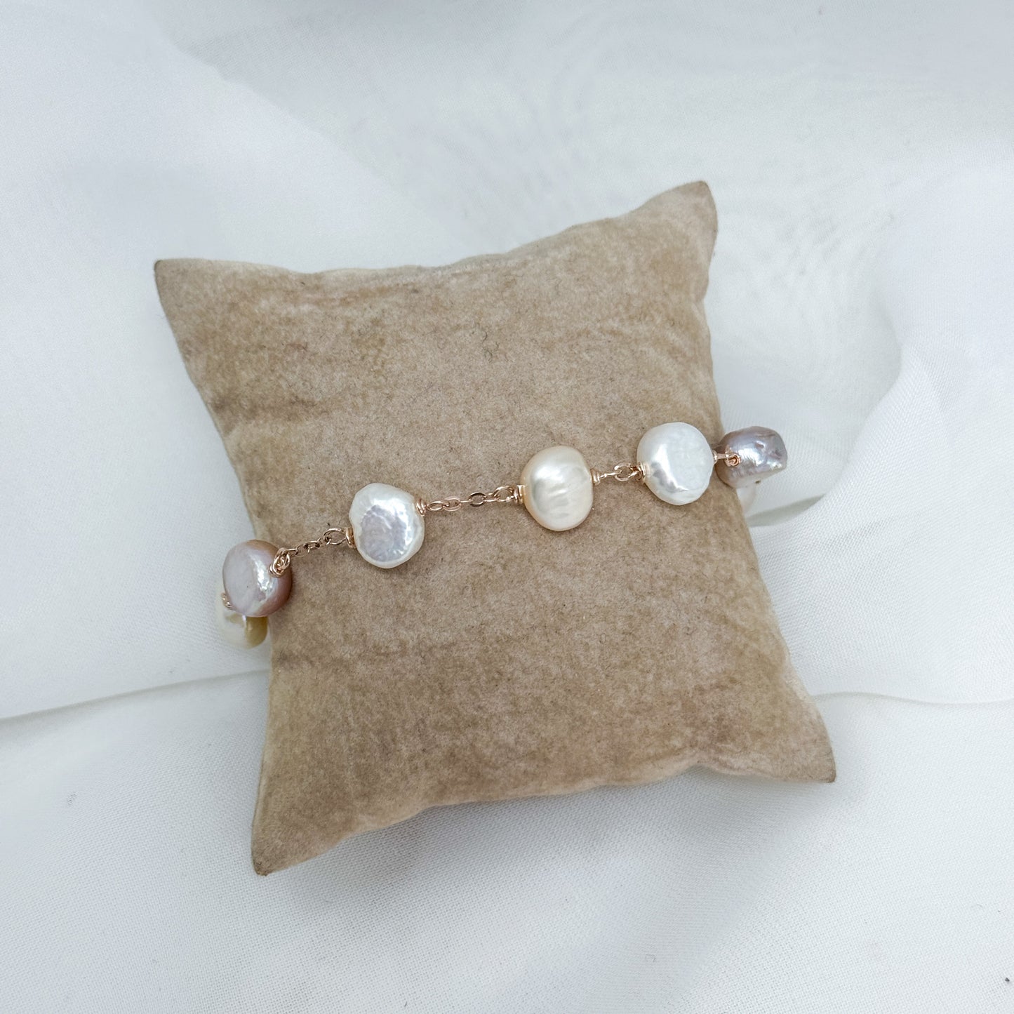 Bracciale perle bianche e rosa - Lumiere Bijoux