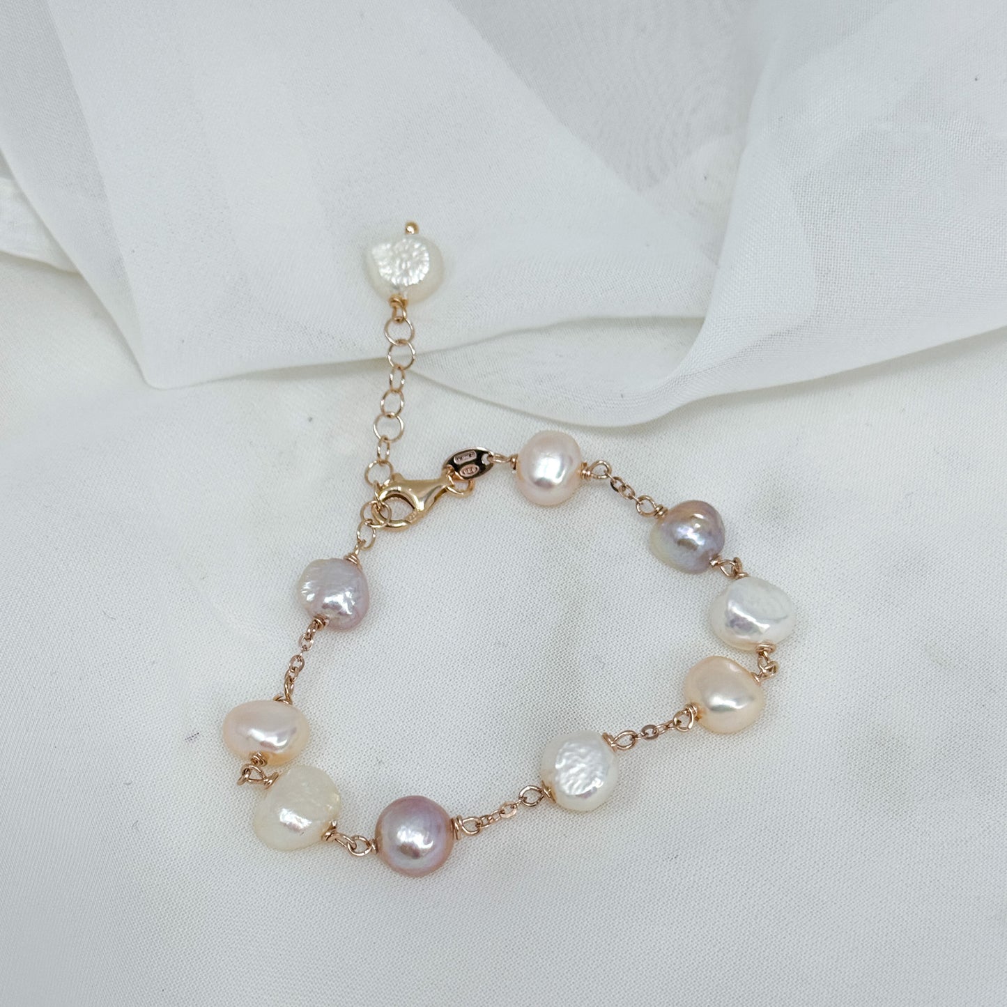 Bracciale perle bianche e rosa - Lumiere Bijoux