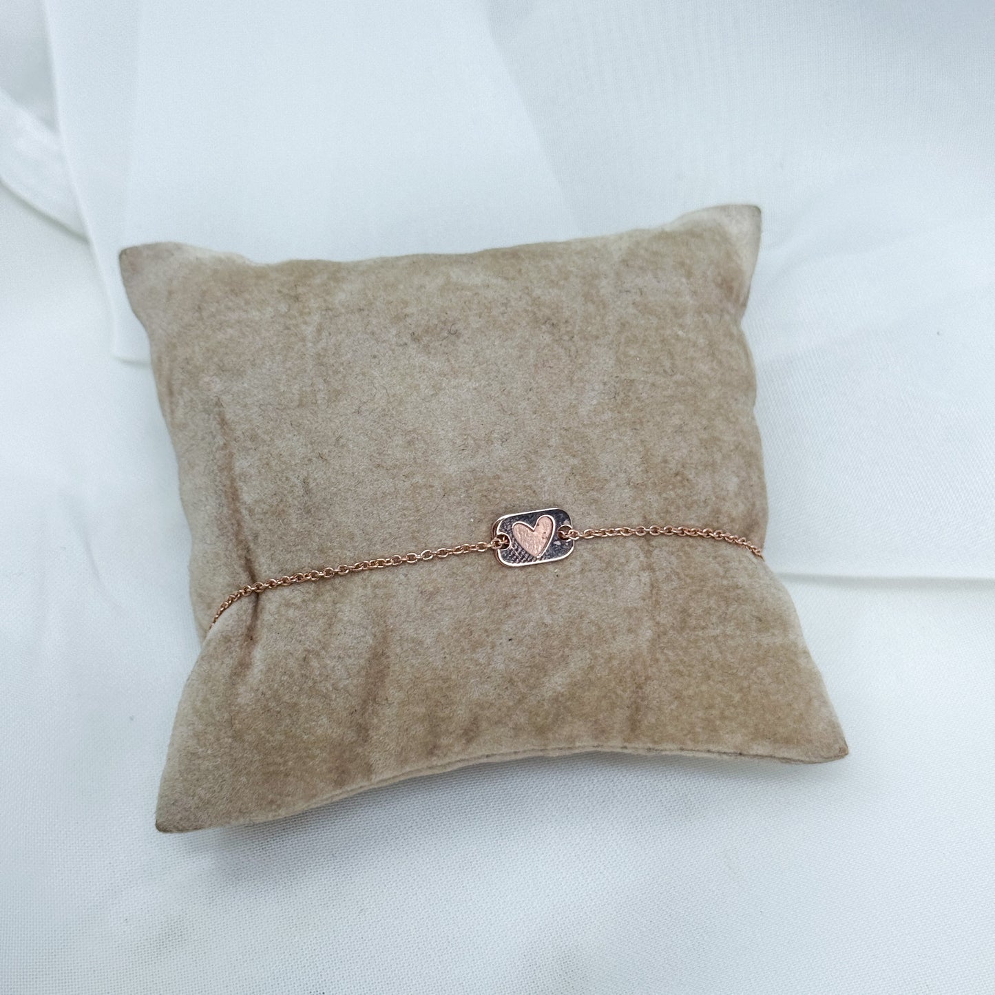 Bracciale con mini targhetta cuore o stella in argento rosé - Lumiere Bijoux