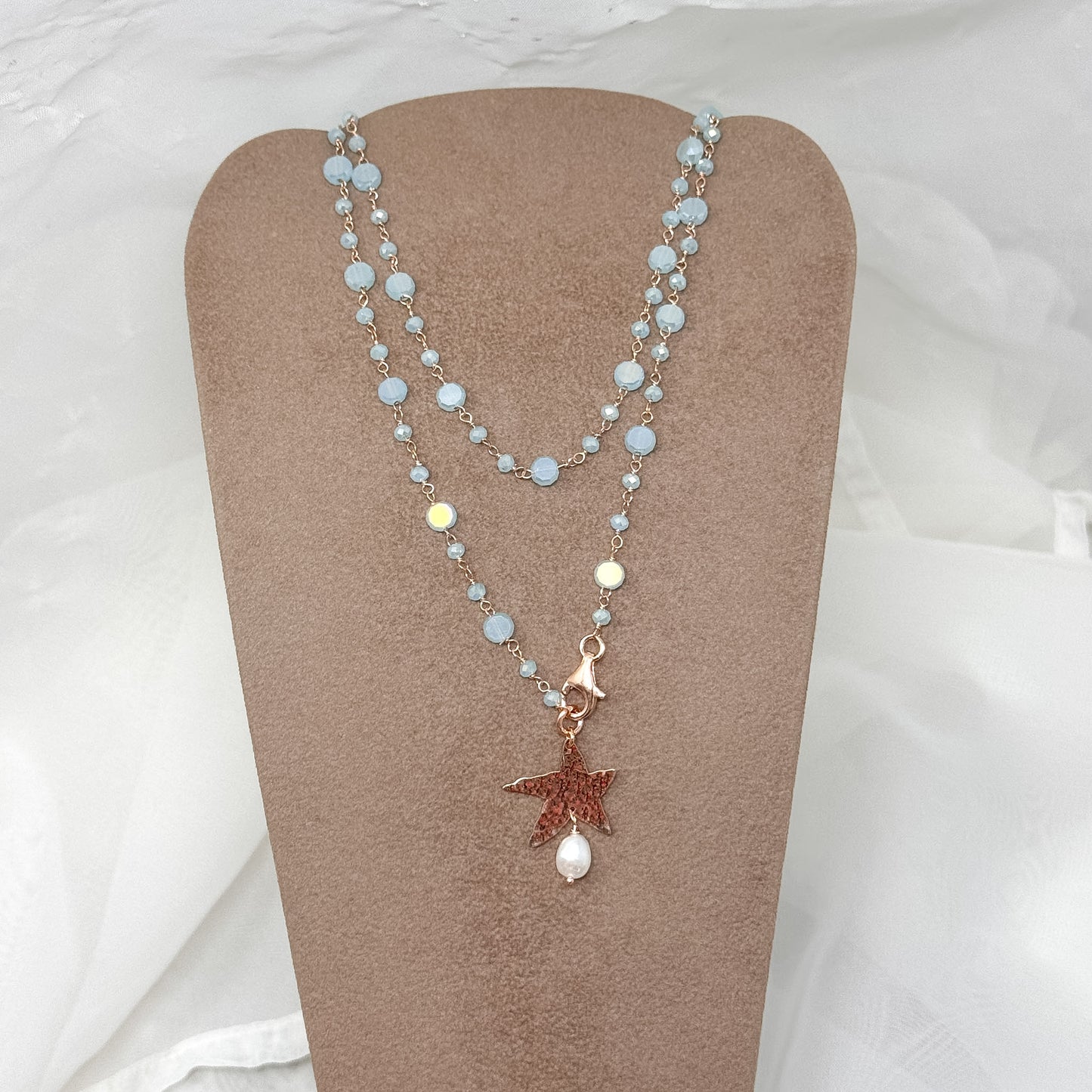 Collana magica lunga trasformabile cm 75 argento rosé soggetto e perla naturale pendente - Lumiere Bijoux