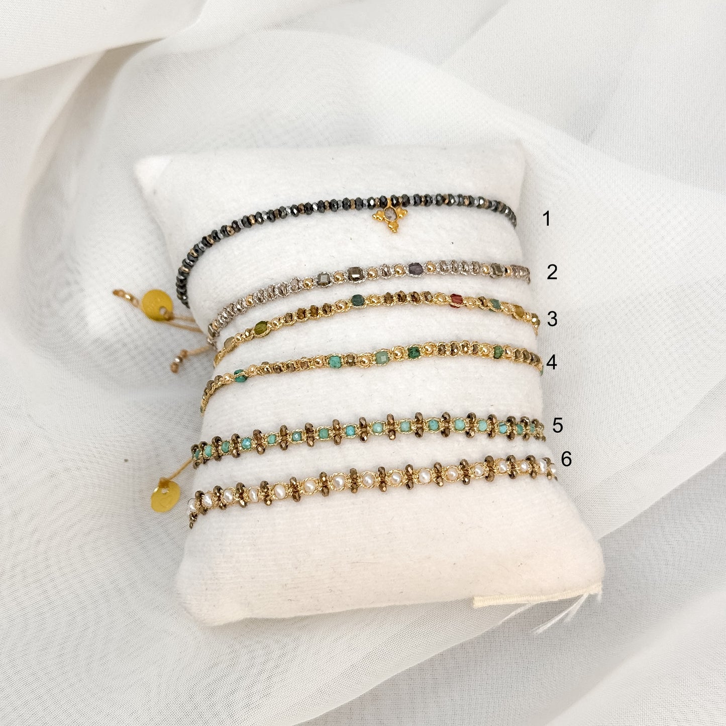 Bracciale Parigi intreccio esclusivo pietre semi preziose 0.4 cm regolabile - Lumiere Bijoux