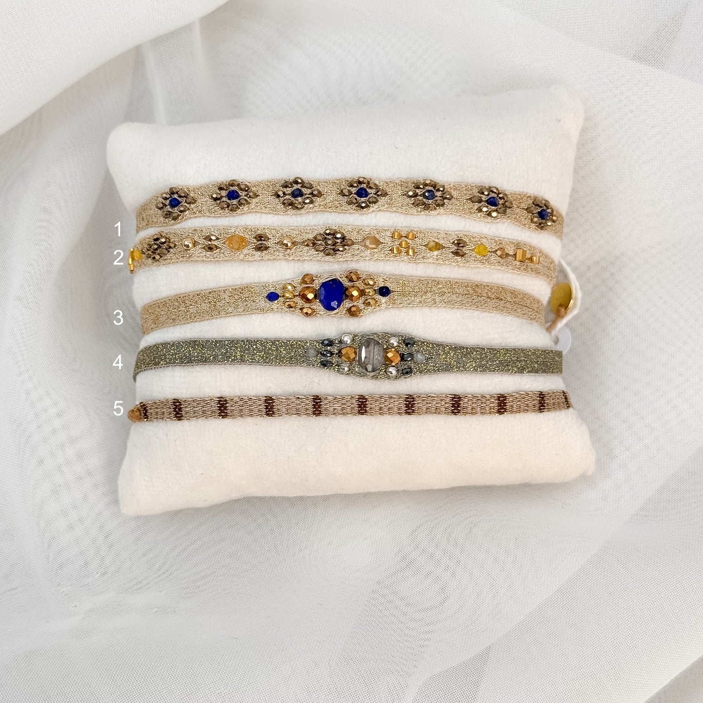 Bracciale Parigi esclusivo in lurex e pietre semi preziose - 0.7cm regolabile - Lumiere Bijoux