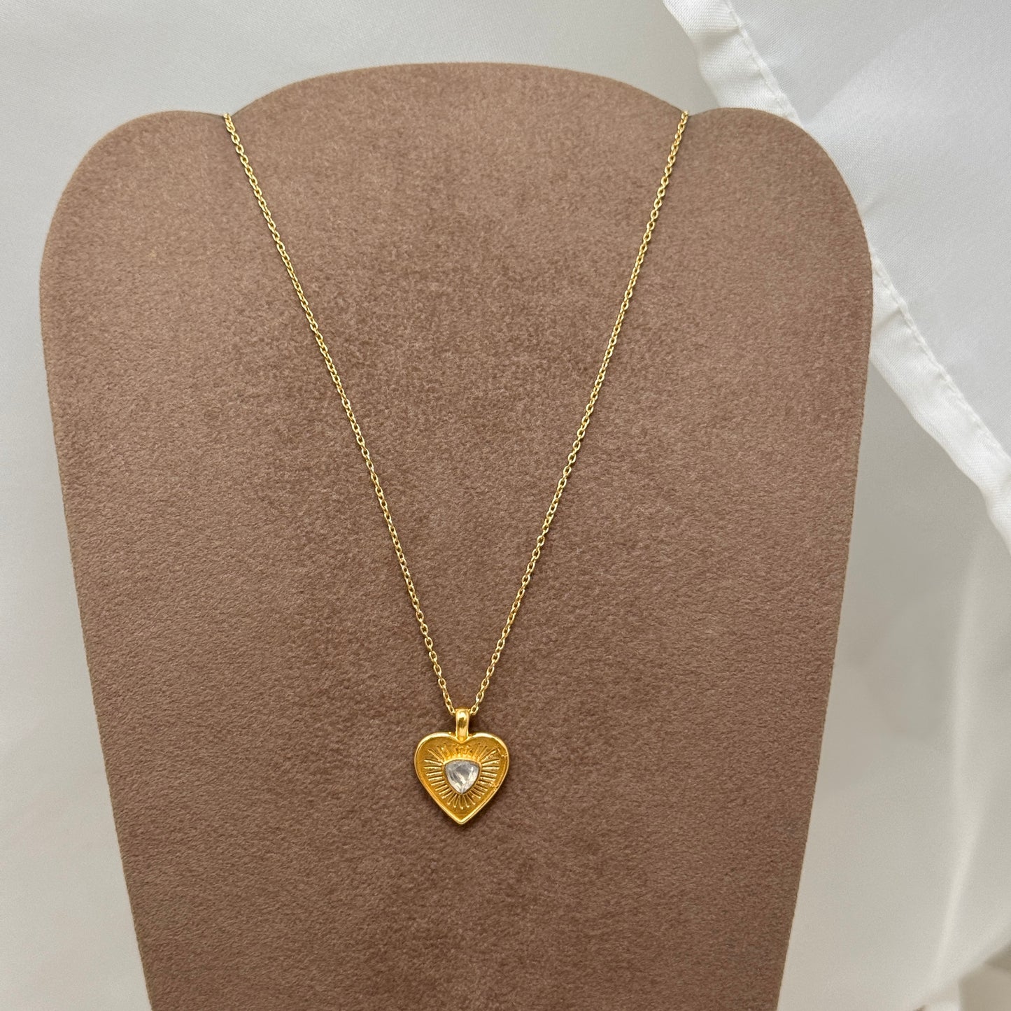 Collana Juliette cm 40 con cuore e pietra di luna - Lumiere Bijoux
