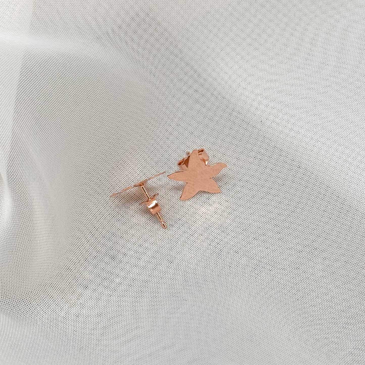 Coppia orecchini lobo stella marina battuta argento 925 rosé - Lumiere Bijoux