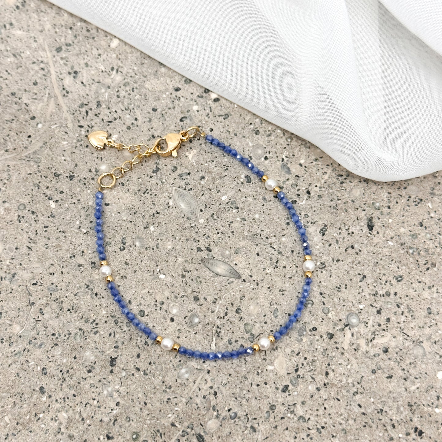 Bracciale cristalli e perle naturali ottone - Lumiere Bijoux