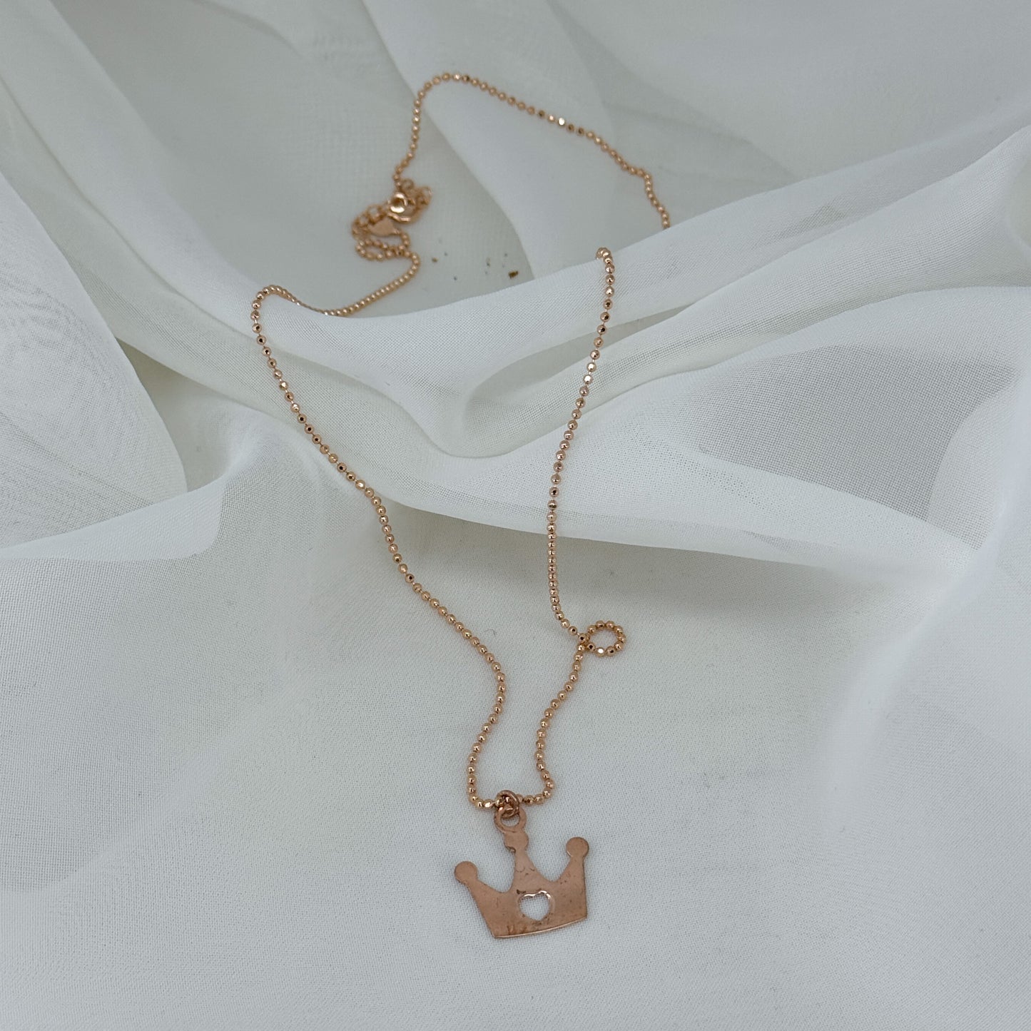 Collana cm 50 catena militare diamantata con corona da 1.5 cm - Lumiere Bijoux