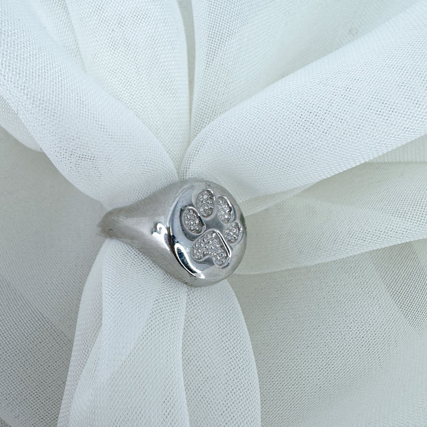 Anello chevalier rosè regolabile con zampetta - Lumiere Bijoux
