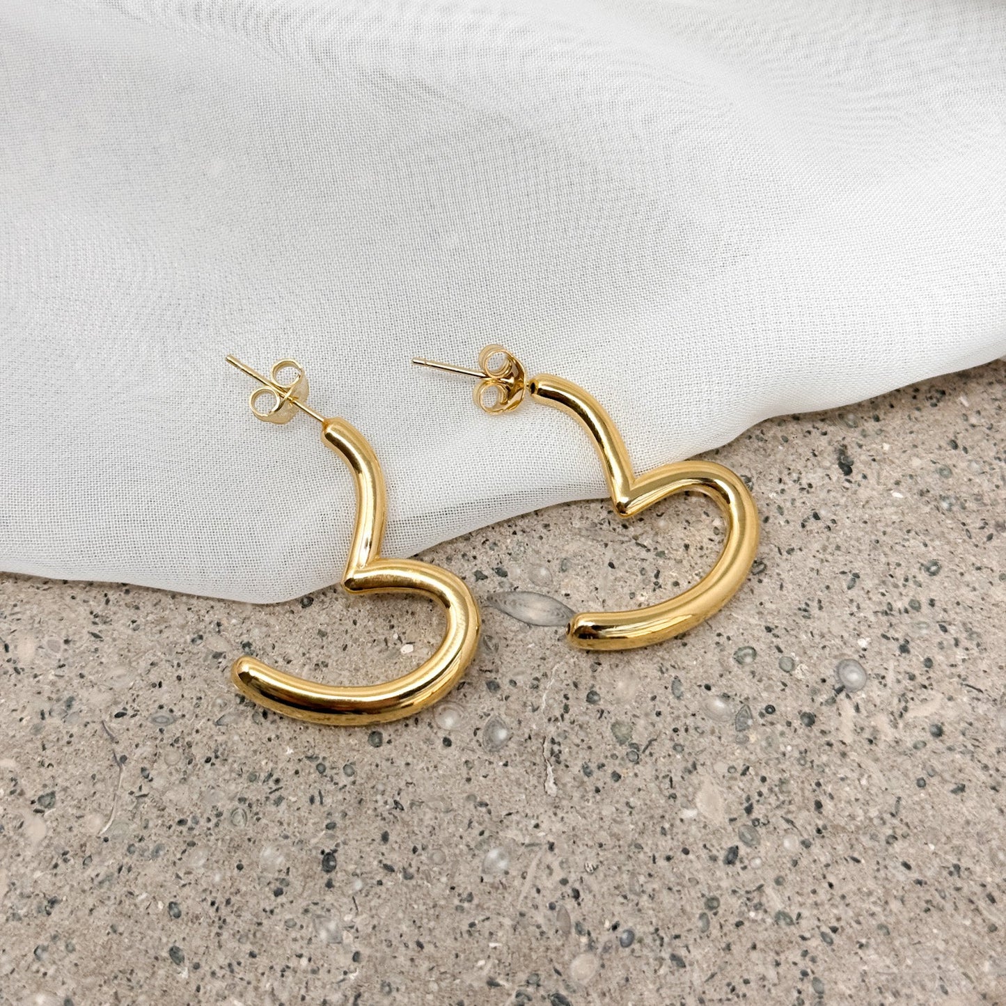 Coppia orecchini cuore moderno argento 925 - Lumiere Bijoux