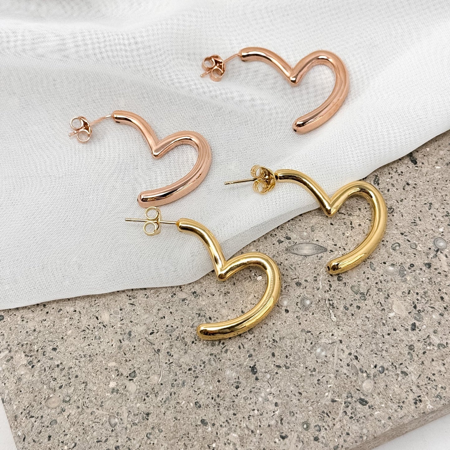 Coppia orecchini cuore moderno argento 925 - Lumiere Bijoux