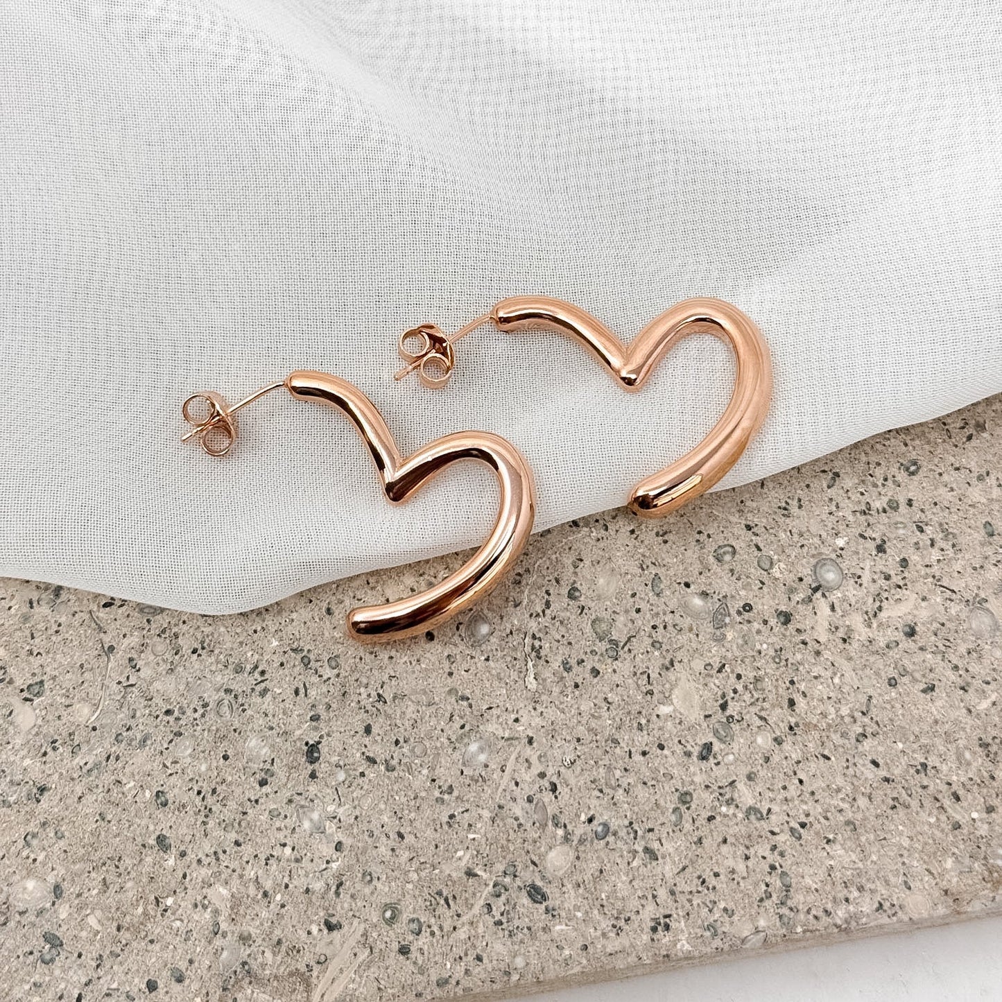 Coppia orecchini cuore moderno argento 925 - Lumiere Bijoux