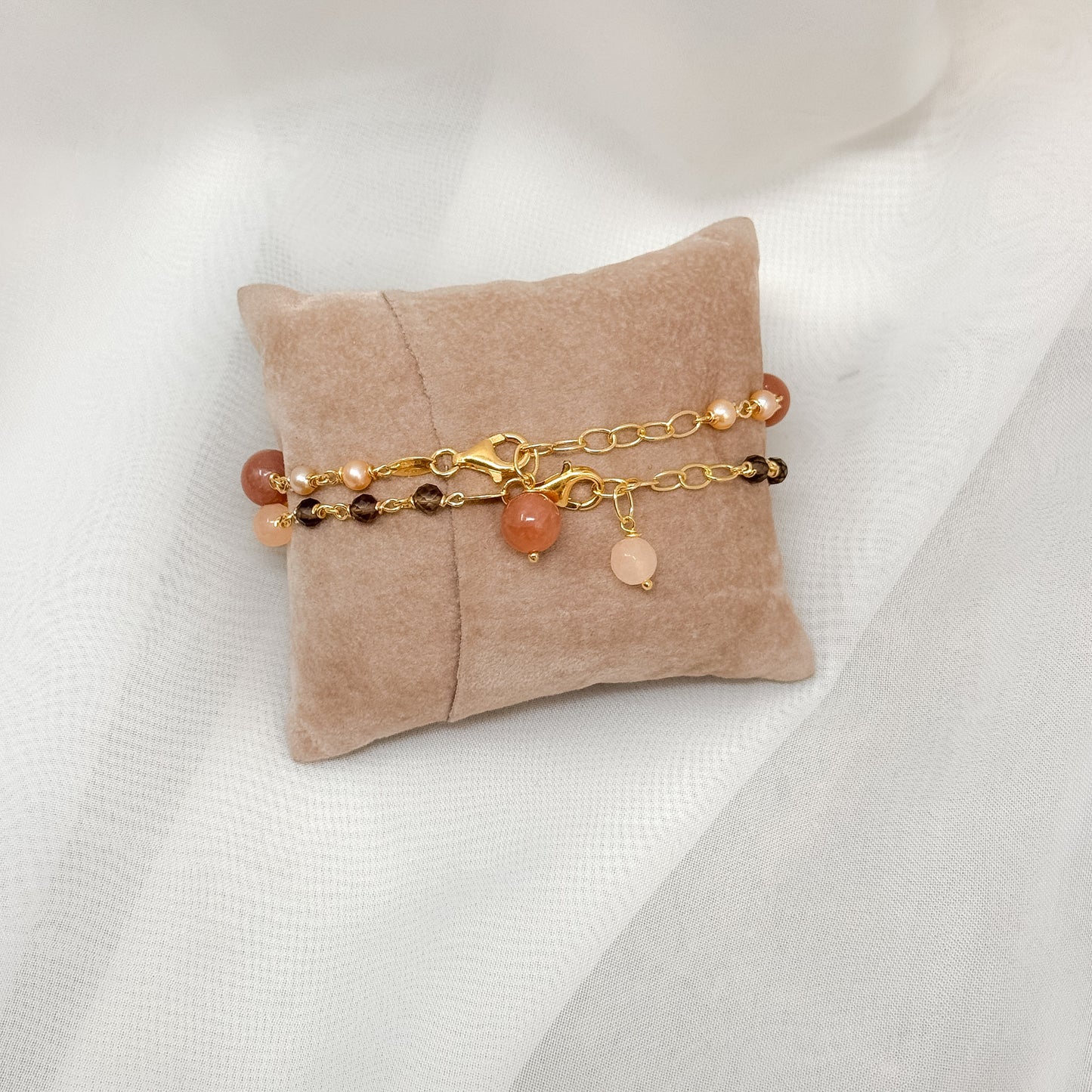 Bracciale con quarzo fumé o pietra di luna - Lumiere Bijoux