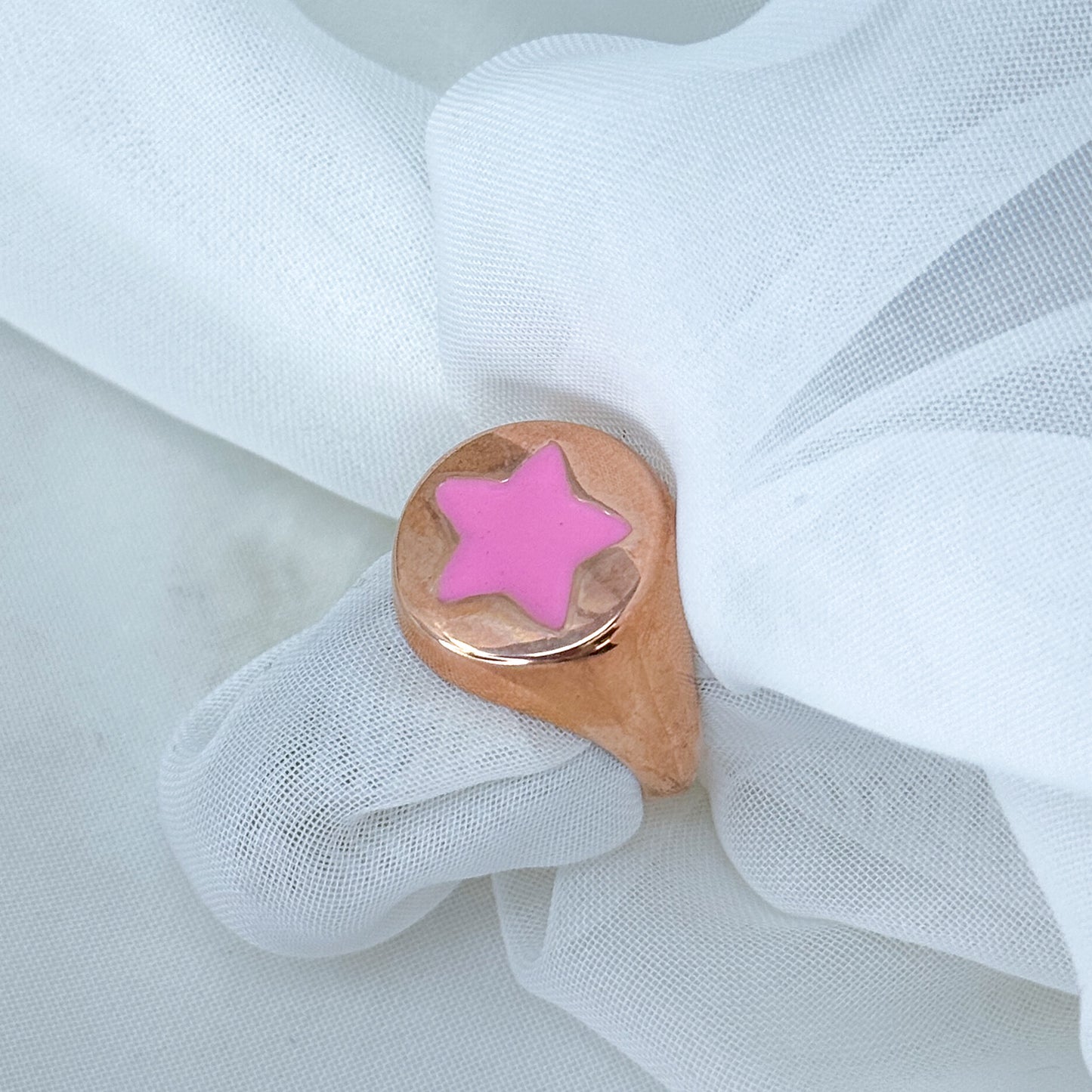 Anello chevalier con stella smaltata (no mignolo) - Lumiere Bijoux